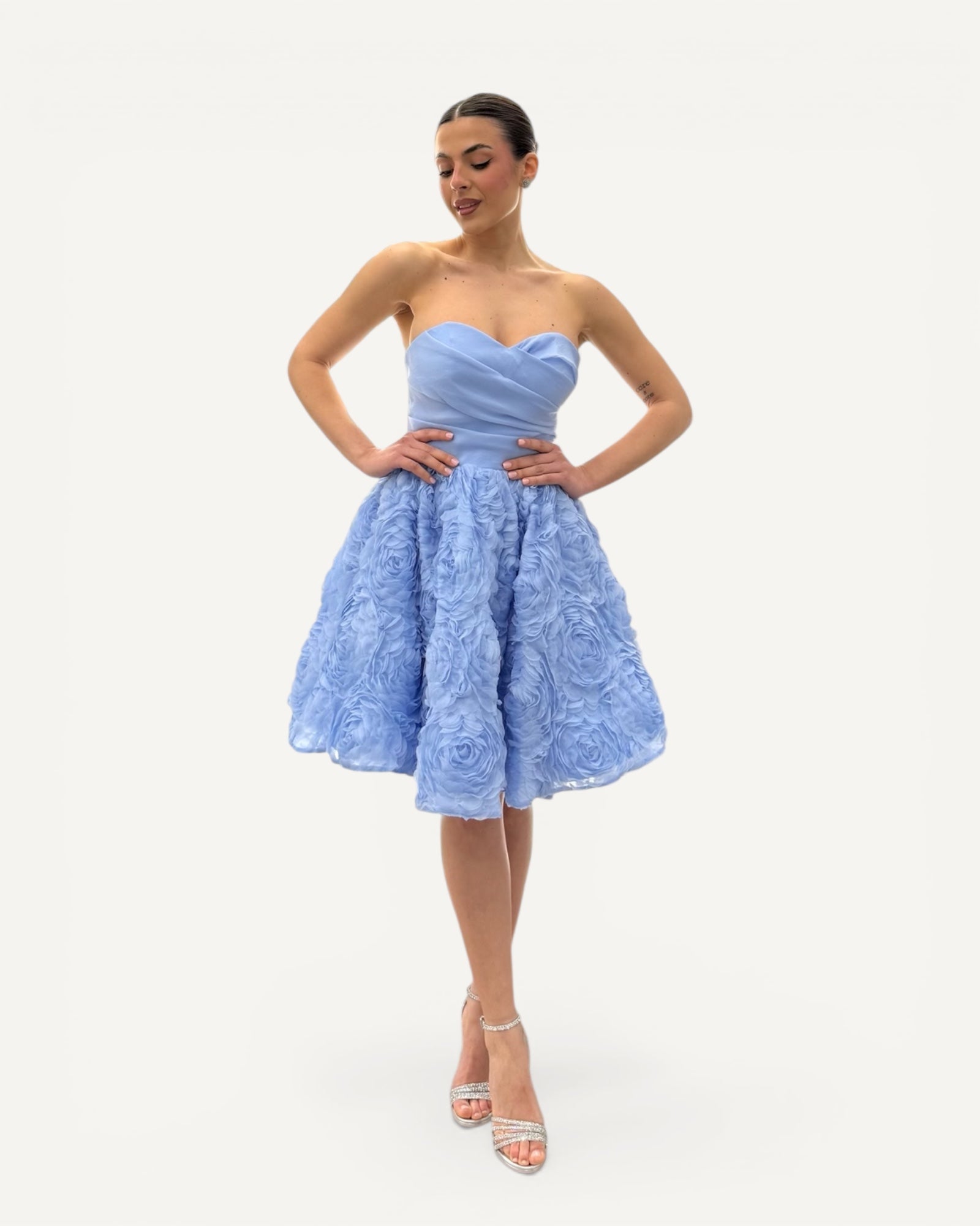 No Secrets - Abito Corto con Rose e Tulle