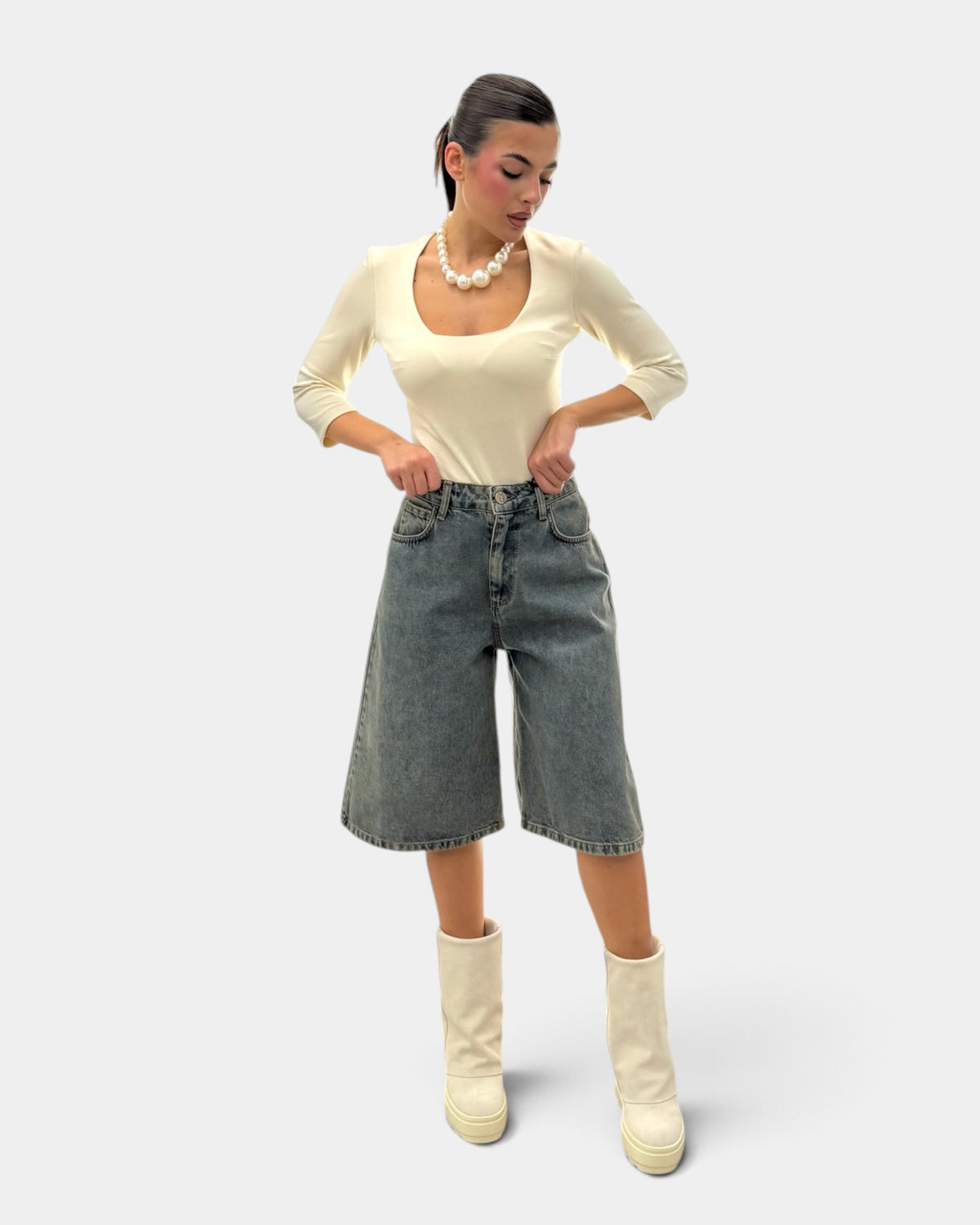Silence Limited - Bermuda Jeans Denim Sabbiato