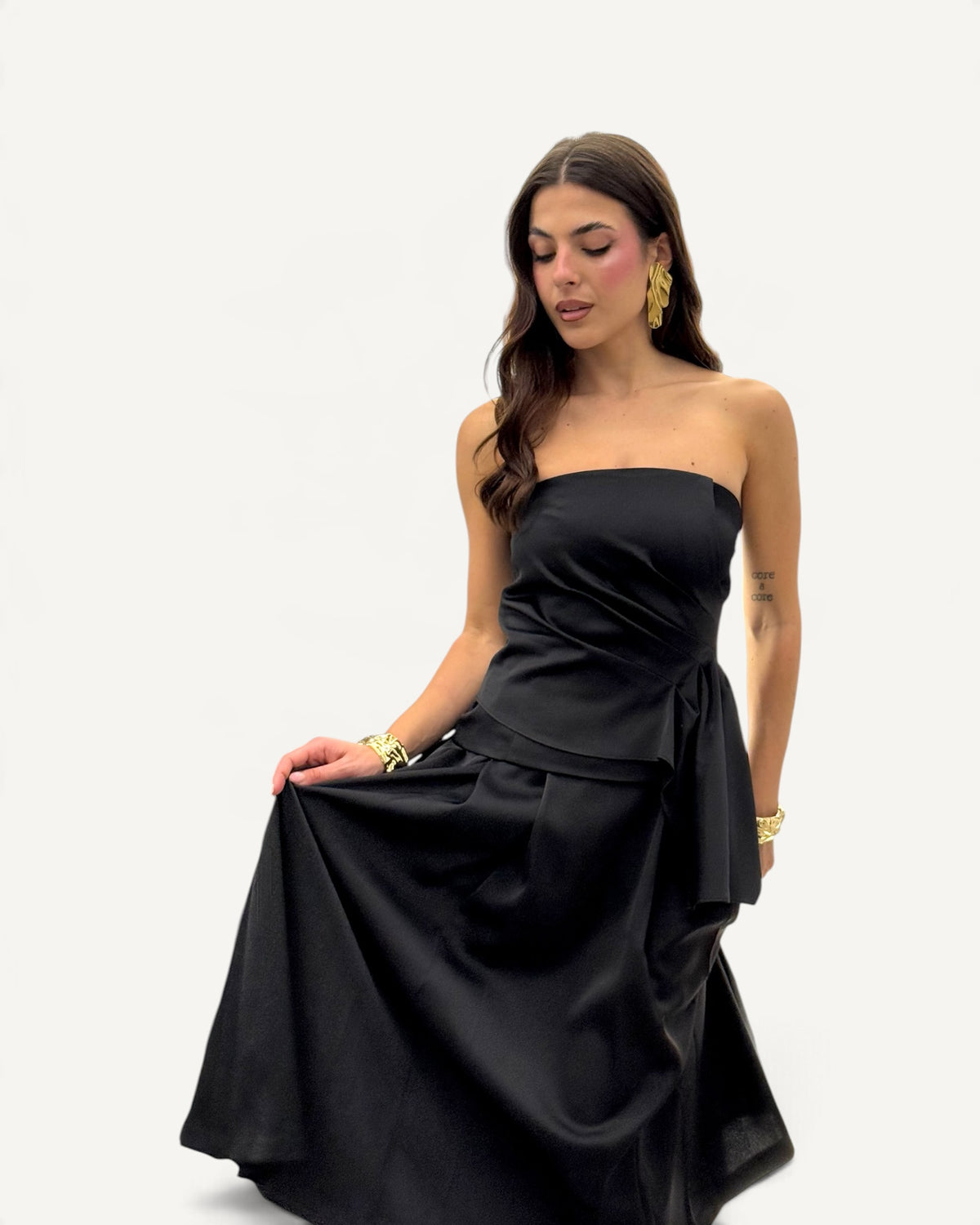 Koralline - Top Bustier in Raso Nero