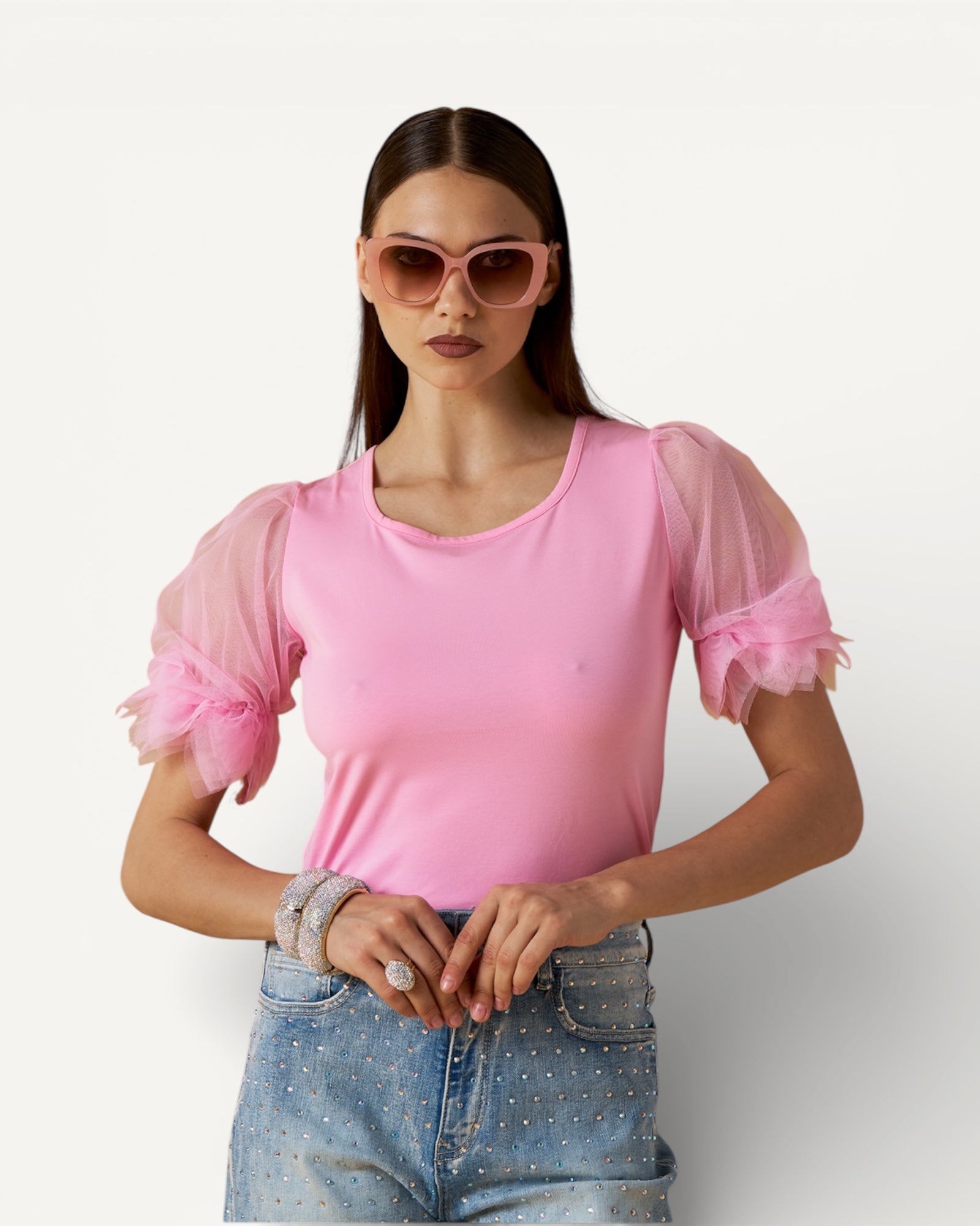 No Secrets - T-Shirt Maniche Tulle