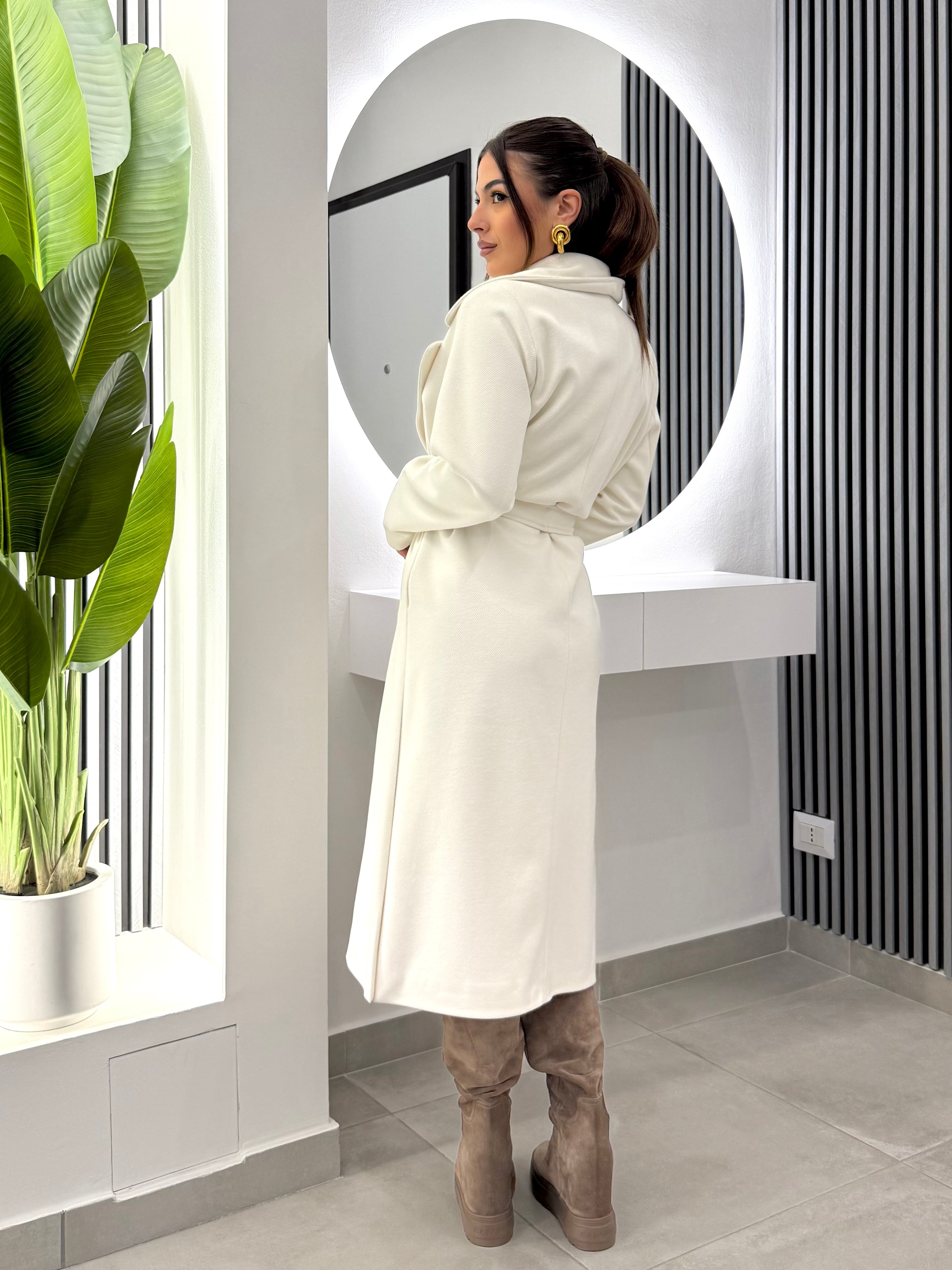 D'Elle Giulia Mastini - Cappotto Con Cintura Panna