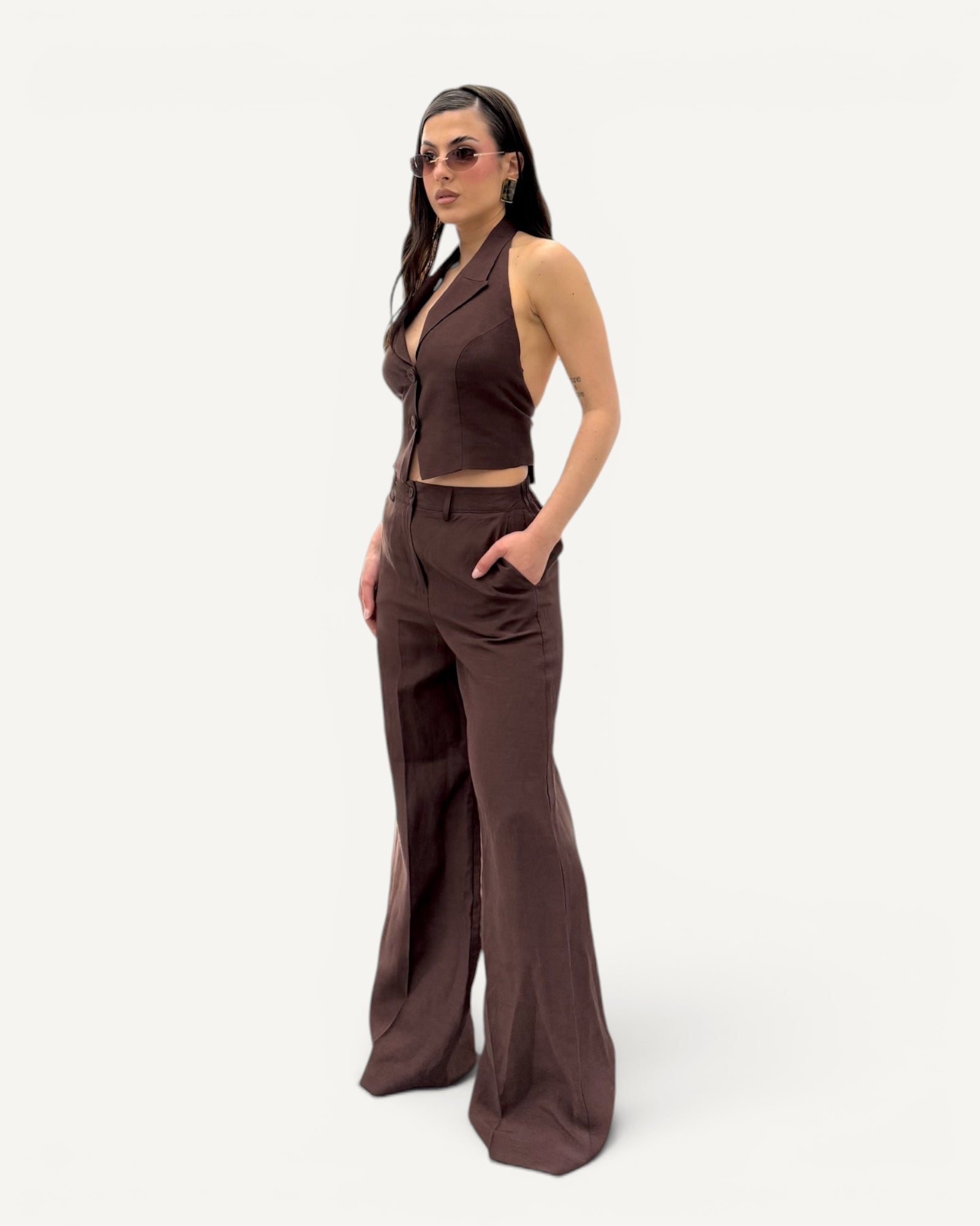 Hanita Couture – Gilet Ebano Marrone con Bottoni