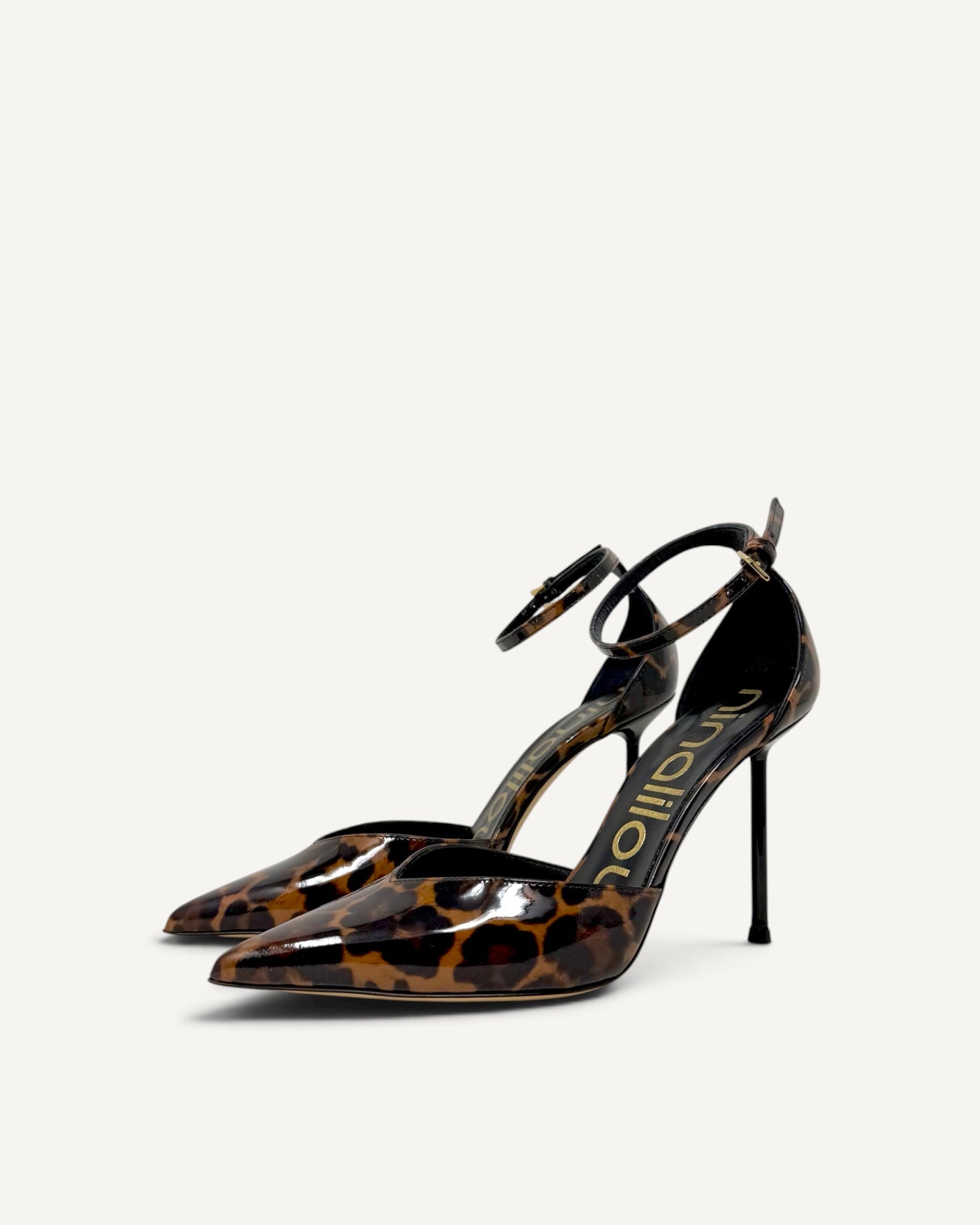 Nina Lilou - Décolleté Maculata in Pelle Lucida con Tacco Nero