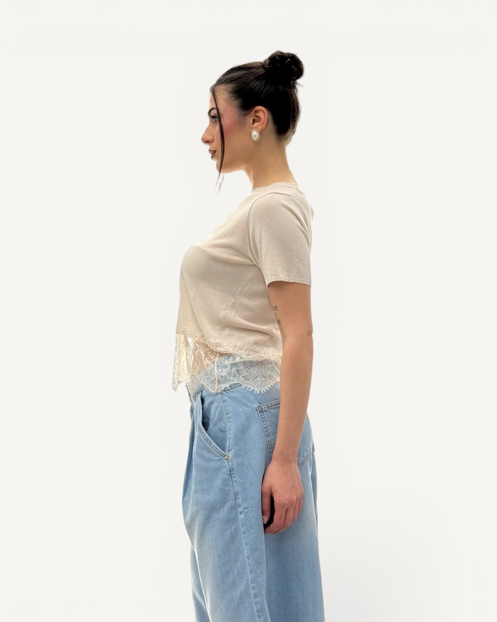 Kontatto - Maglia Girocollo Pizzo