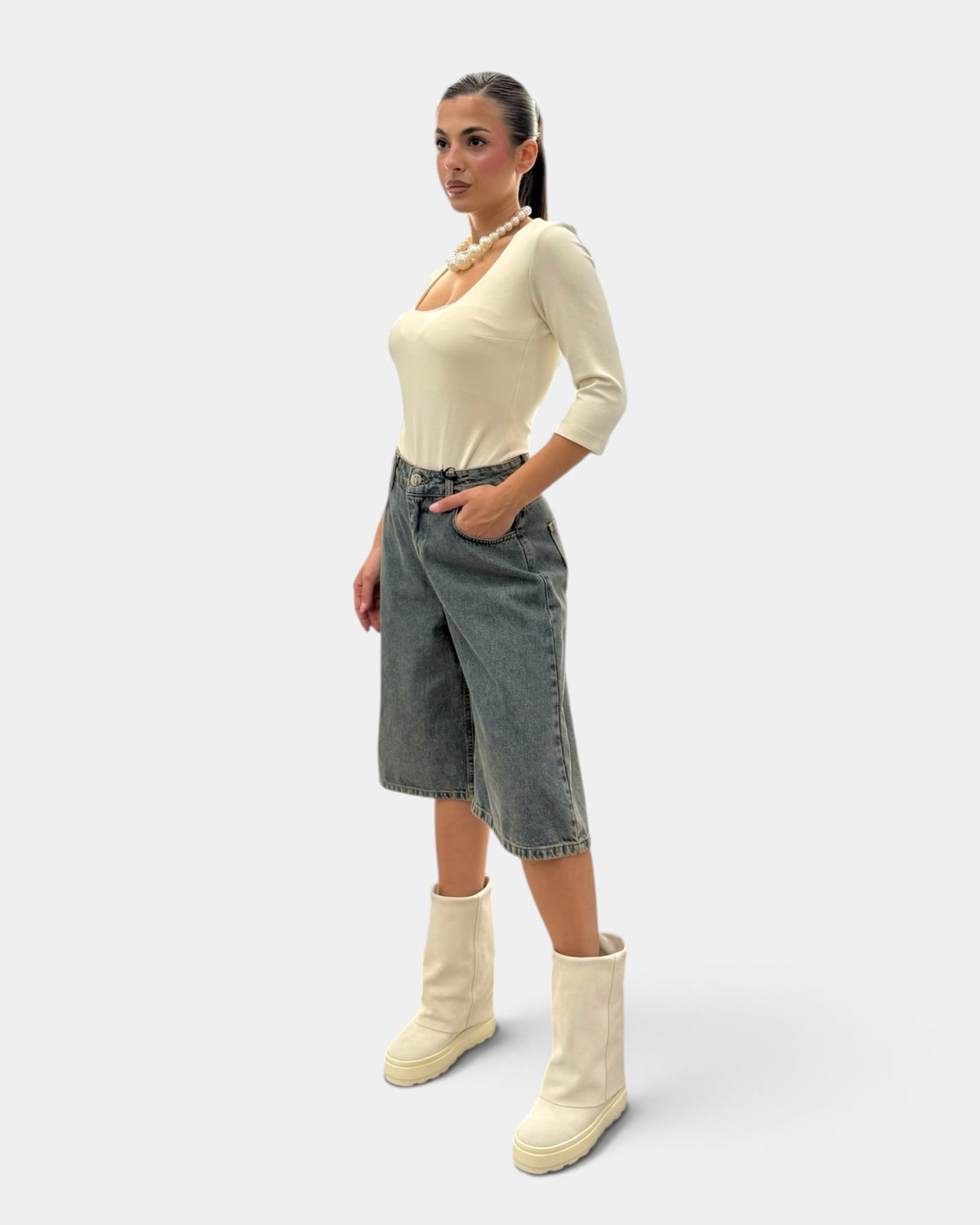 Silence Limited - Bermuda Jeans Denim Sabbiato