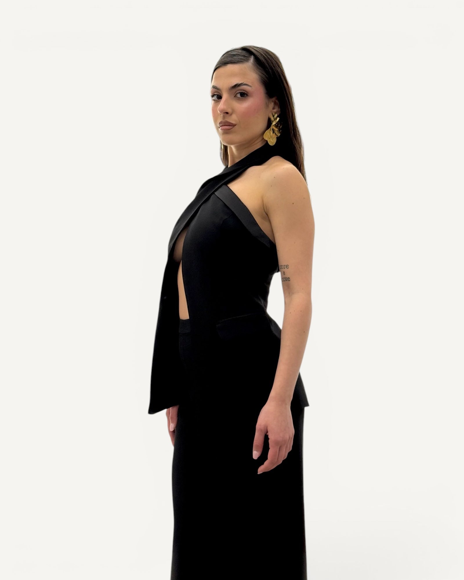 Hanita Couture – Gilet Smoking Nero ad Incrocio