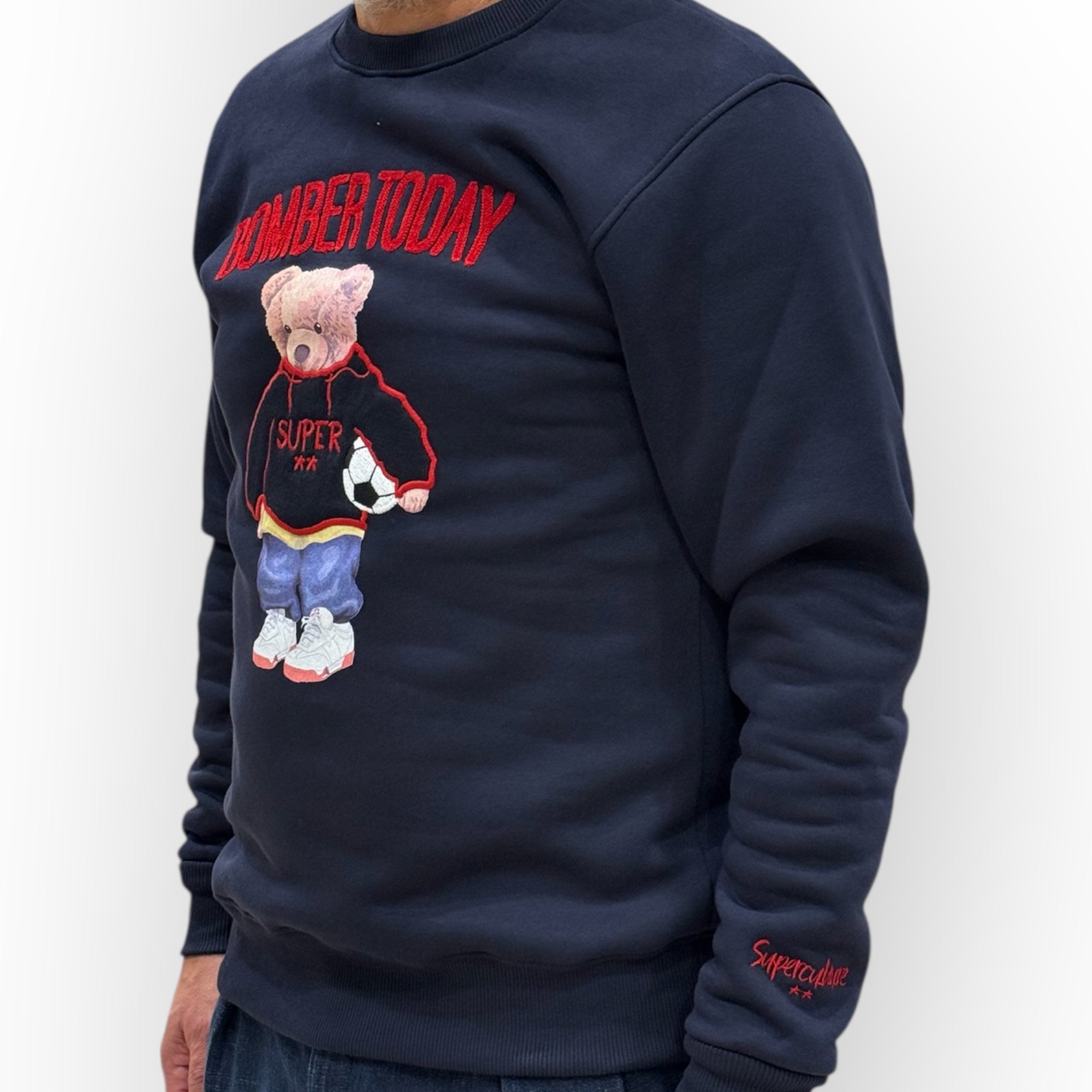 Superculture - Felpa Girocollo "Bomber Today" Blu