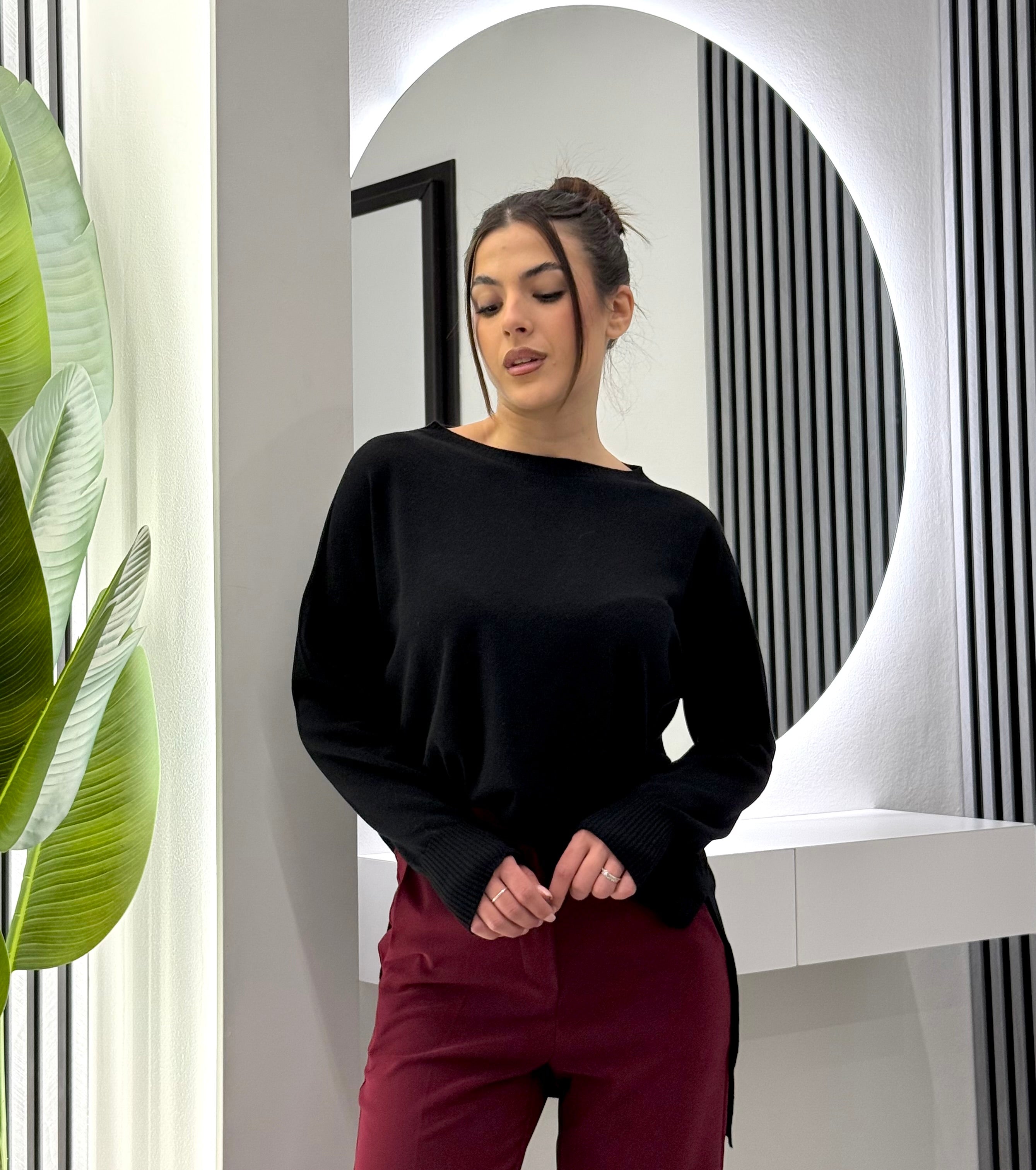 Kontatto - Maglia Scollo Barca Nera