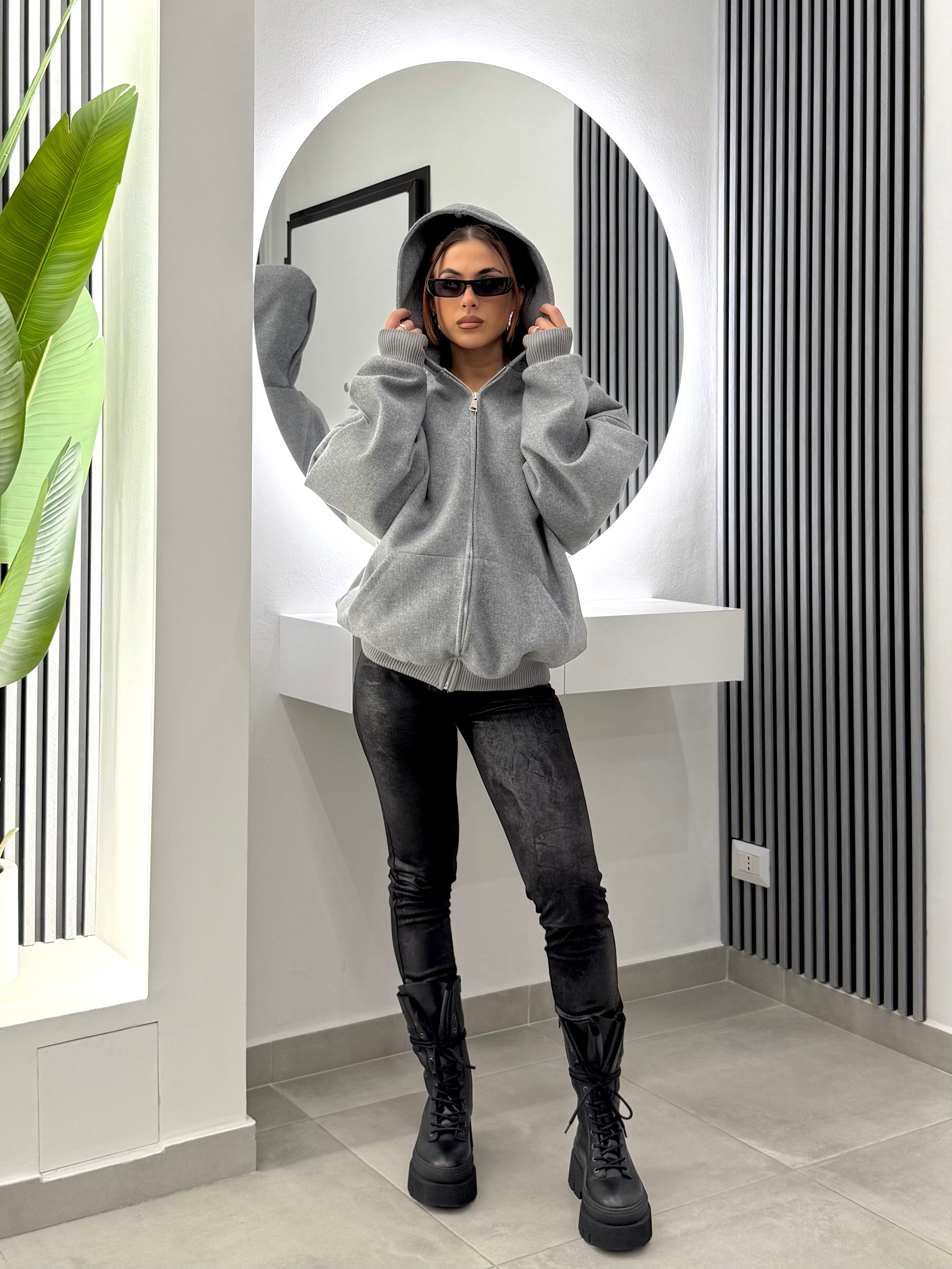 D'Elle Giulia Mastini - Pantalone Sigaretta Effetto Pelle Nero