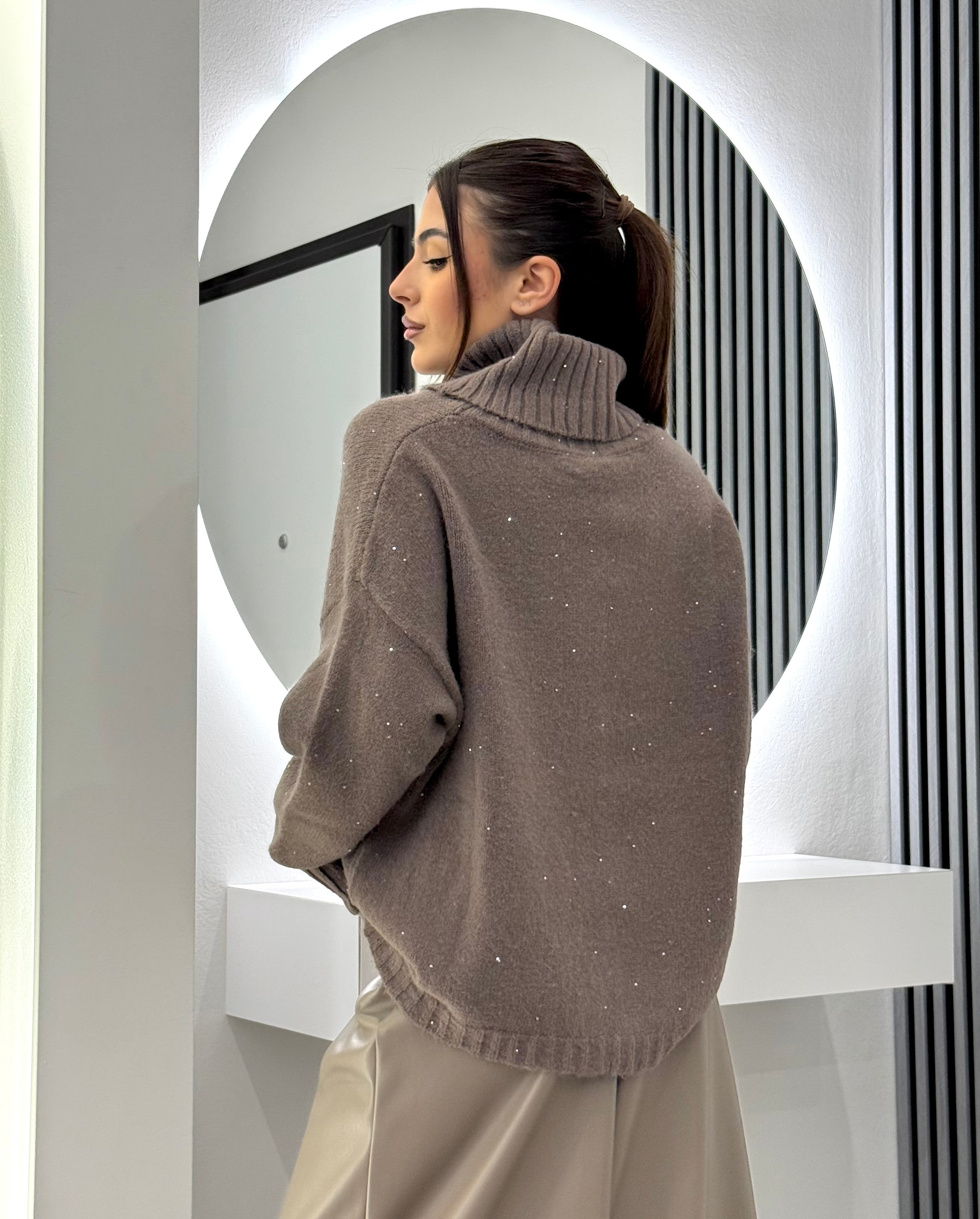 D'Elle Giulia Mastini - Maglia Collo Alto Taupe