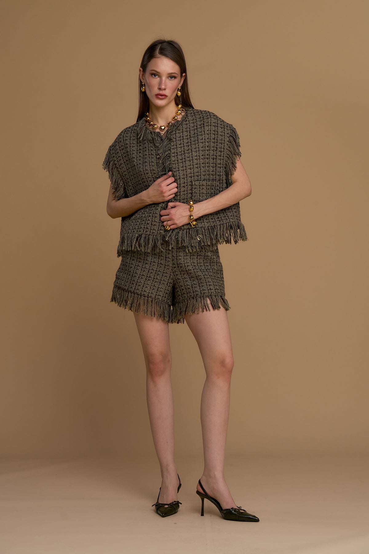 No Secrets - Maxi Gilet Bouclette e Frange