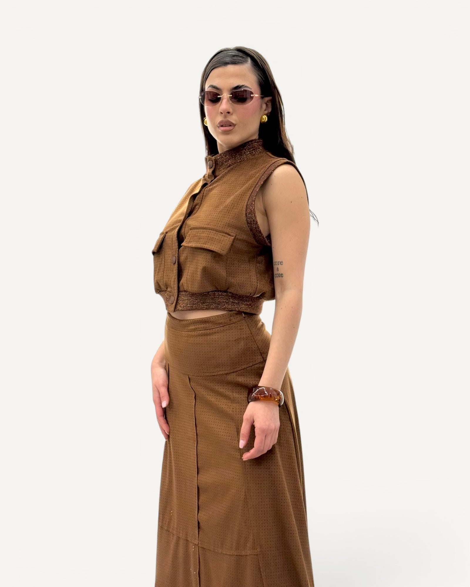 KikiSix - Gilet Camoscio e Lurex