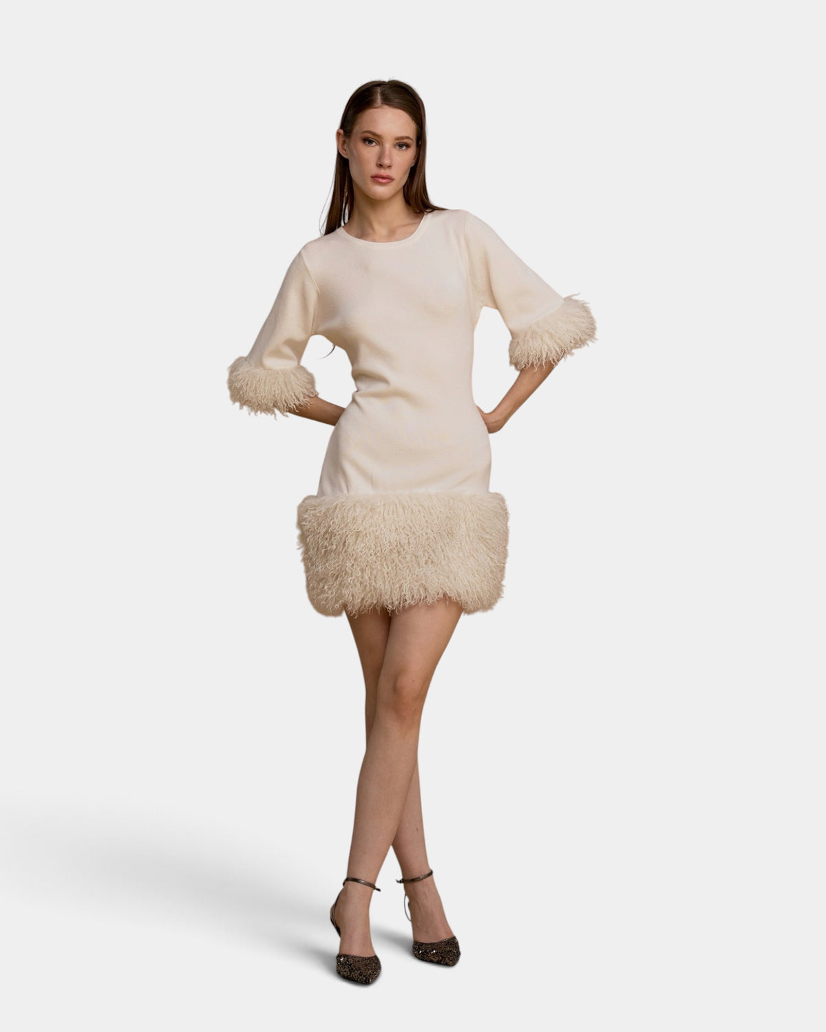 No Secrets - Abito Maglia e Simil Mongolia Latte