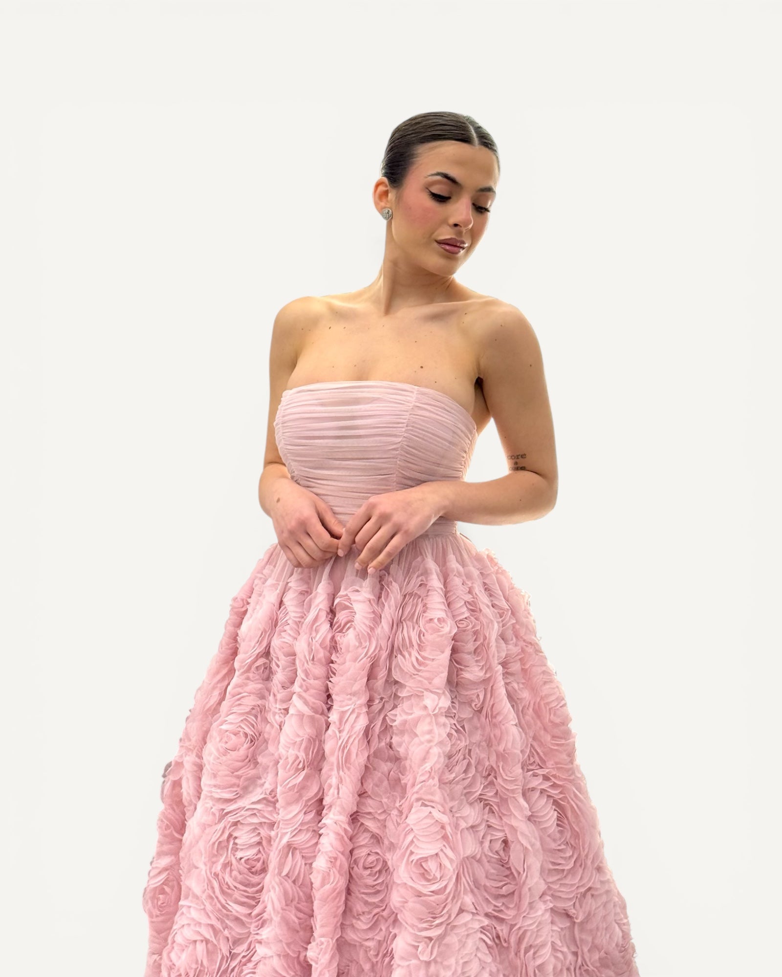 No Secrets - Abito Midi con Rose e Tulle
