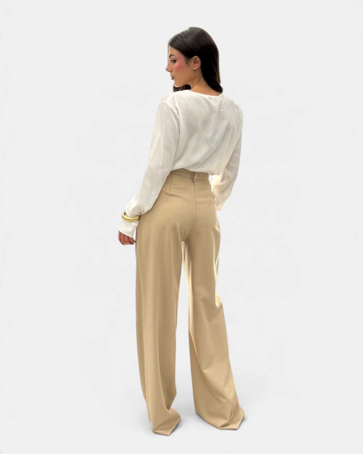 Koralline - Pantalone con Piegoni Davanti Beige