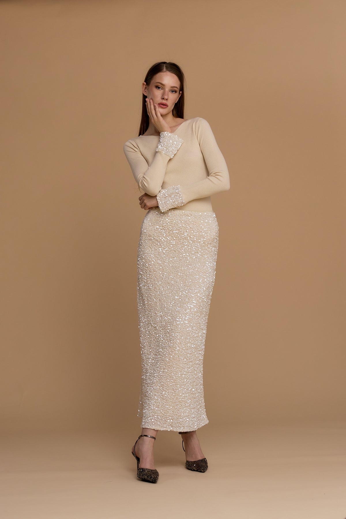 No Secrets - Maglia Manicotti Paillettes