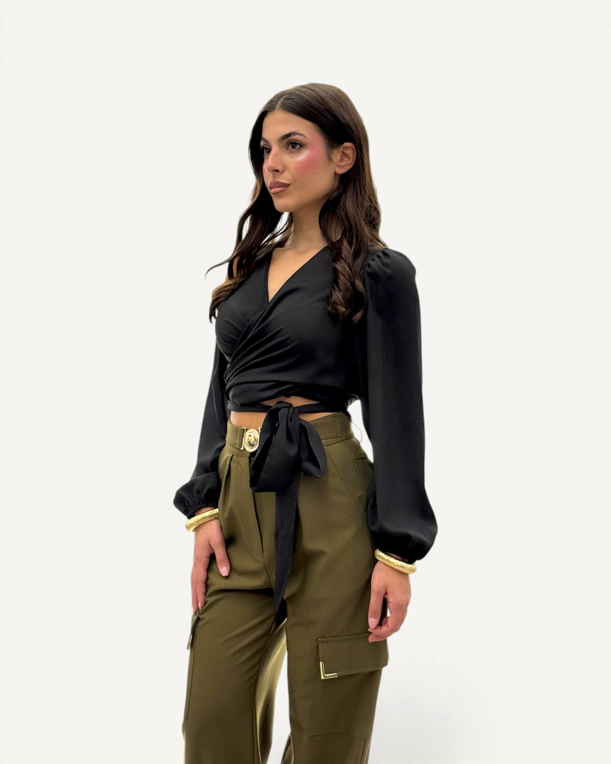 Koralline - Blusa Incrociata Nera