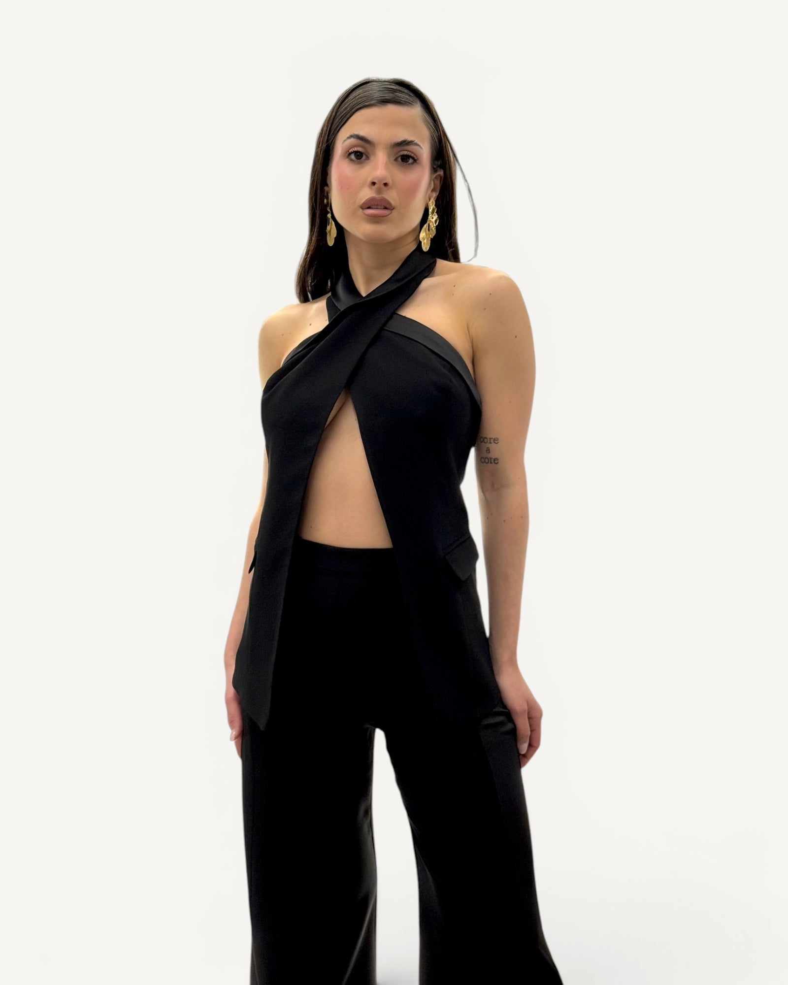 Hanita Couture – Gilet Smoking Nero ad Incrocio