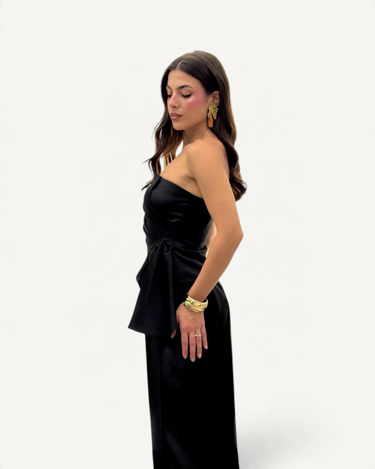Koralline - Top Bustier in Raso Nero