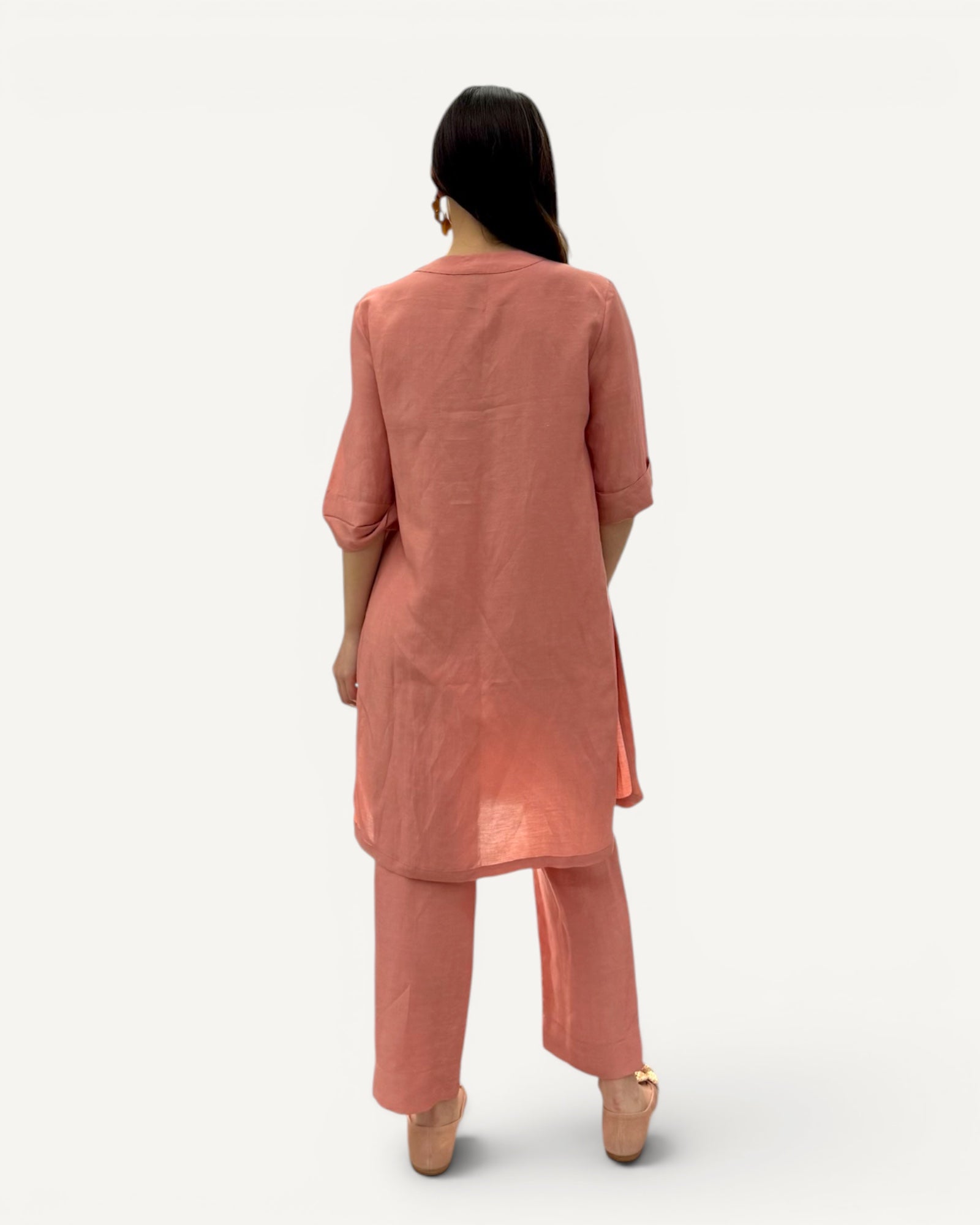 Hanita Couture – Pantalone Largo Velvet Corallo