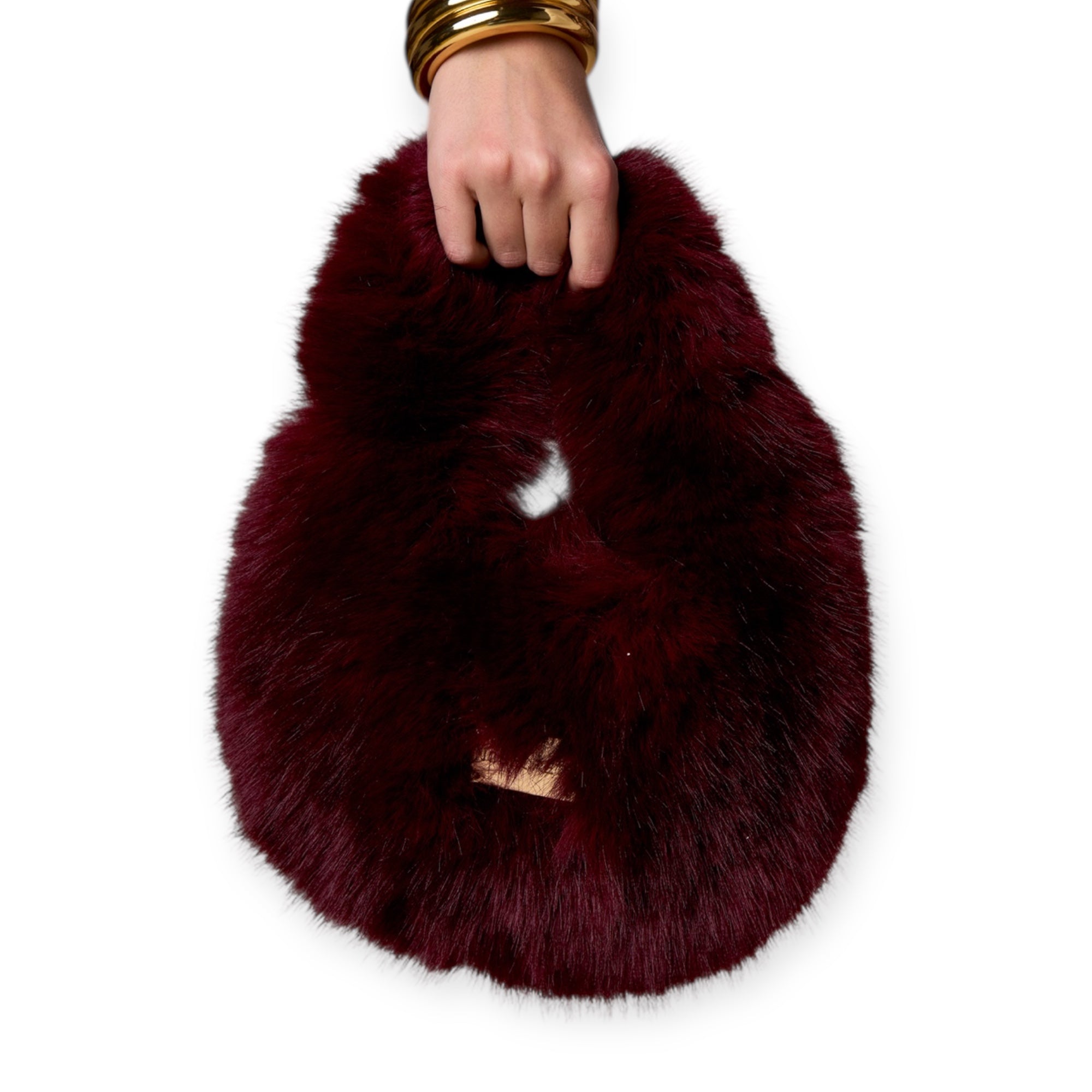 No Secrets - Faux Fur Bag Un Manico Bordeaux