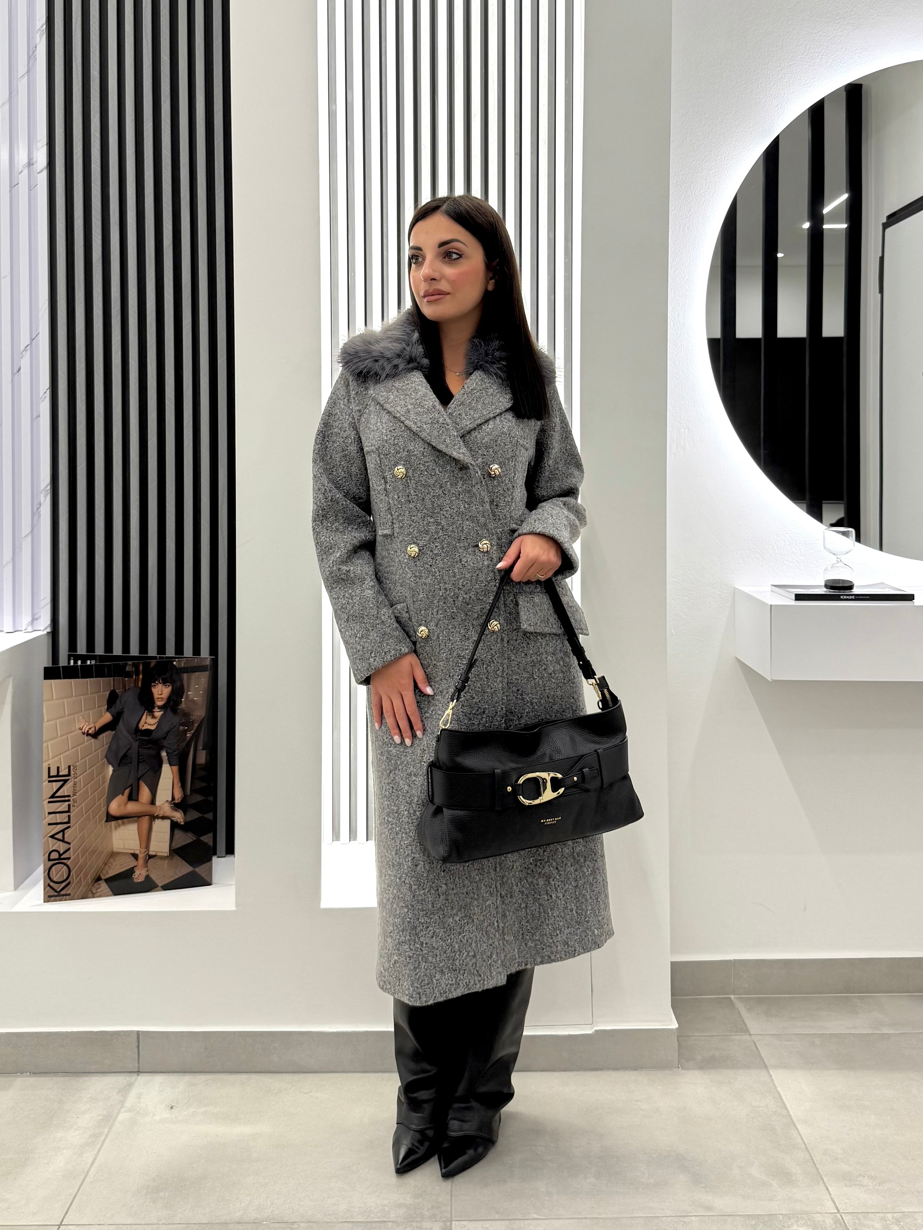 Koralline - Cappotto Collo Pelliccia