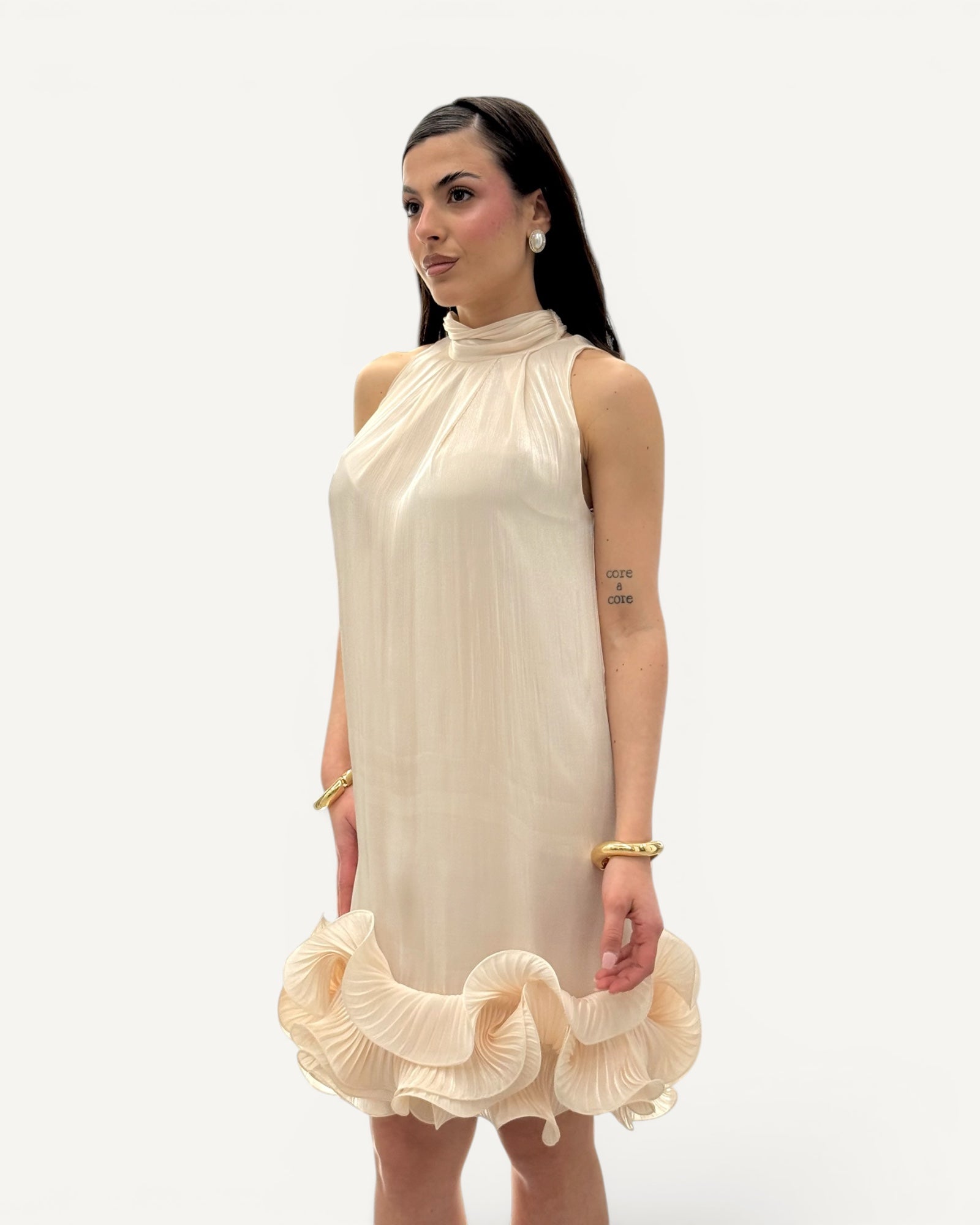 Hanita Couture – Abito Corto Rouches Vaniglia