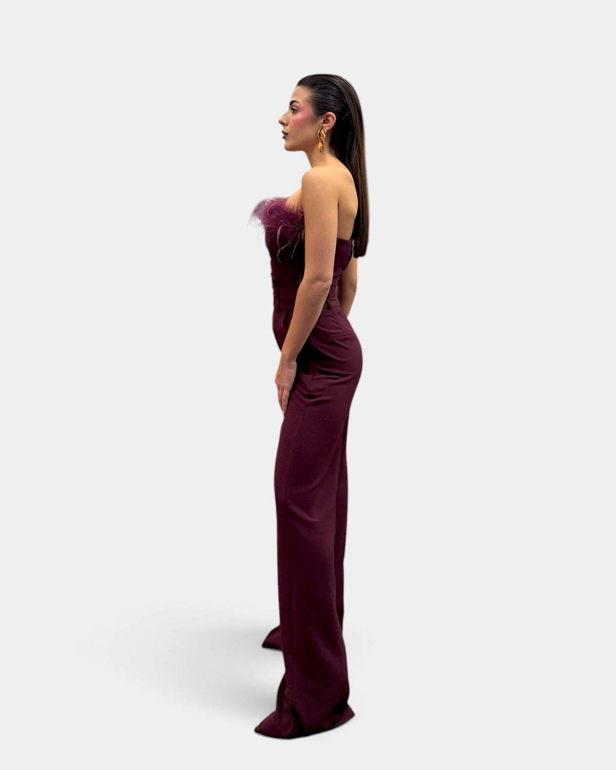 Dramée - Pantalone Crepe Elasticizzato Bordeaux