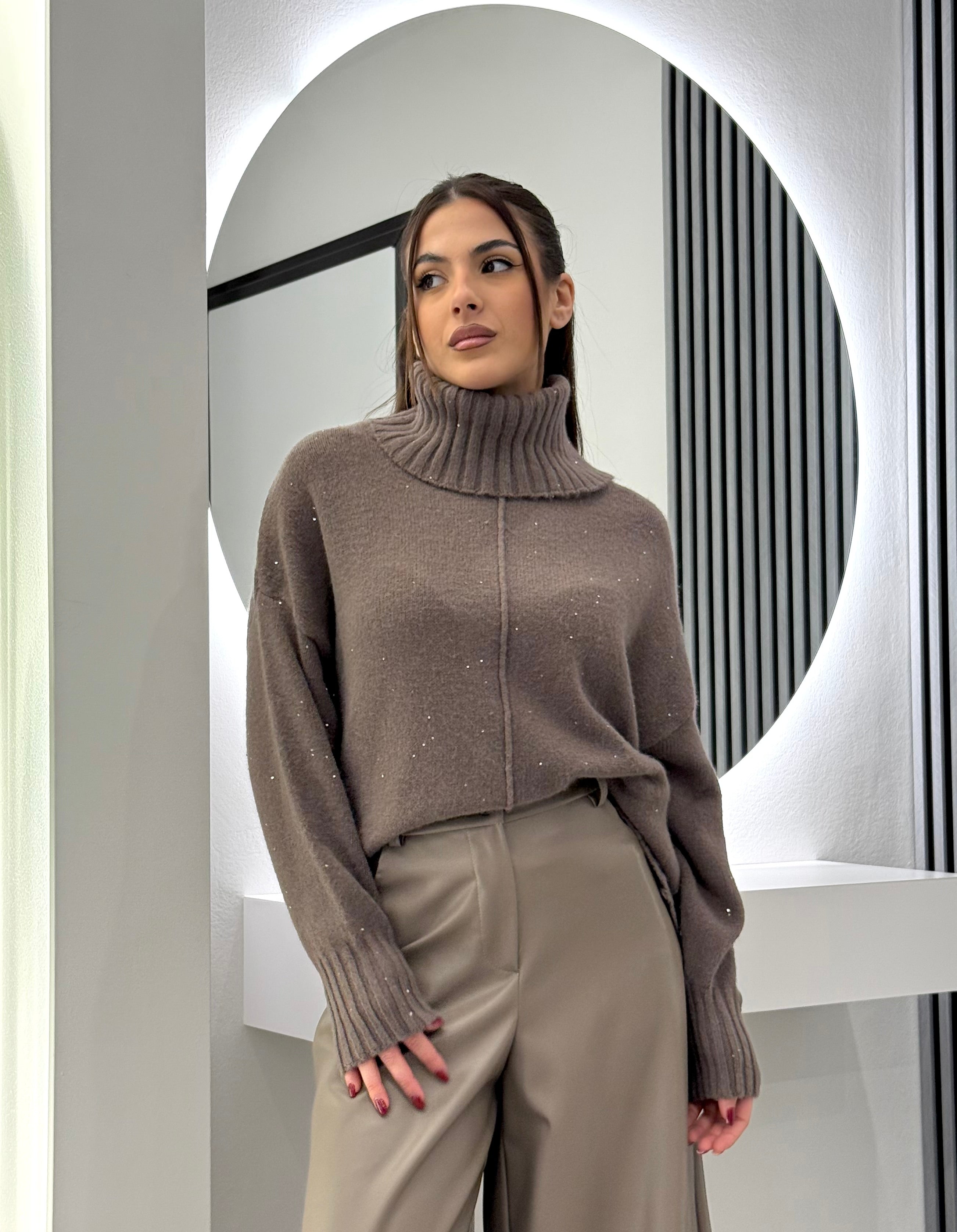 D'Elle Giulia Mastini - Maglia Collo Alto Taupe