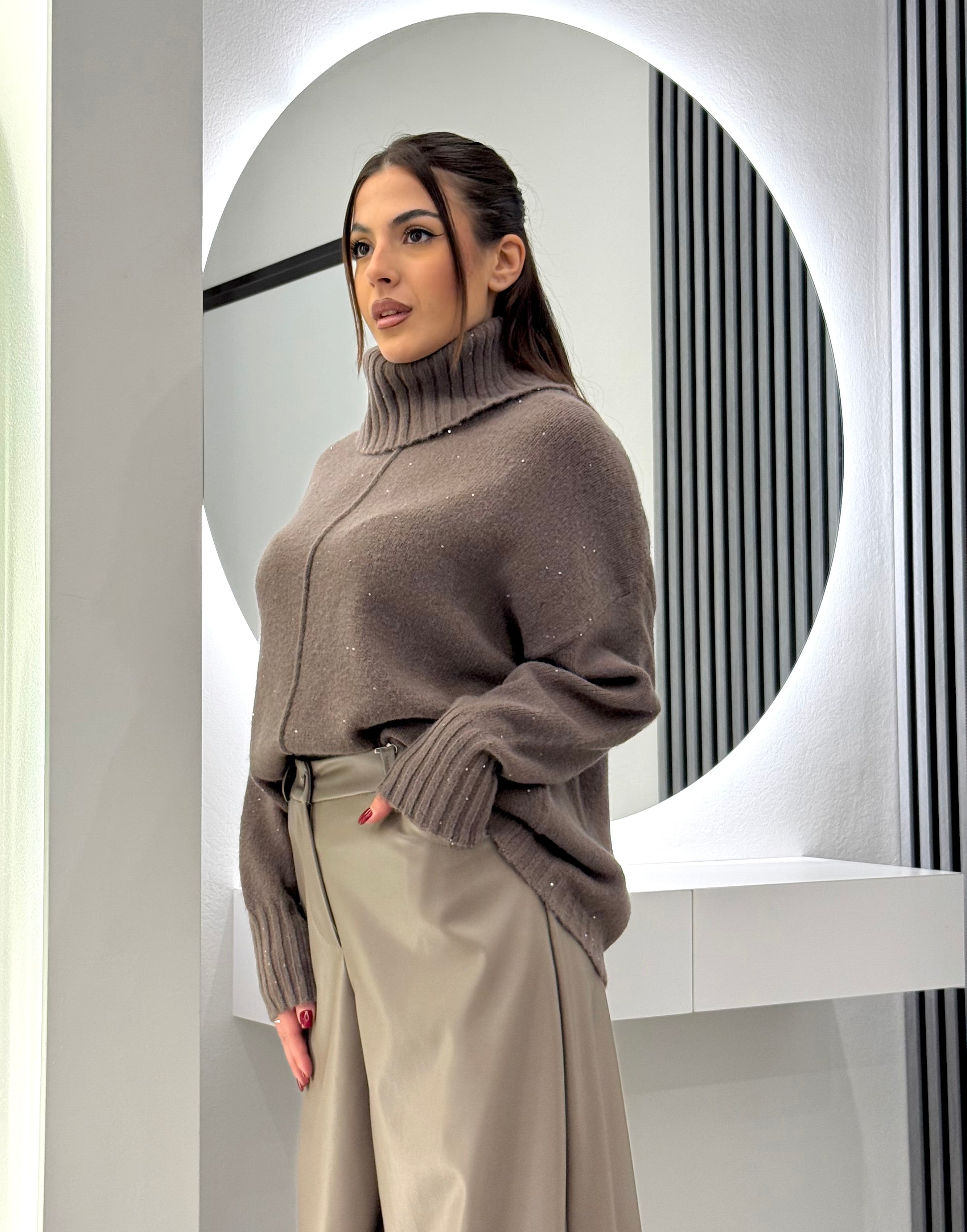 D'Elle Giulia Mastini - Maglia Collo Alto Taupe