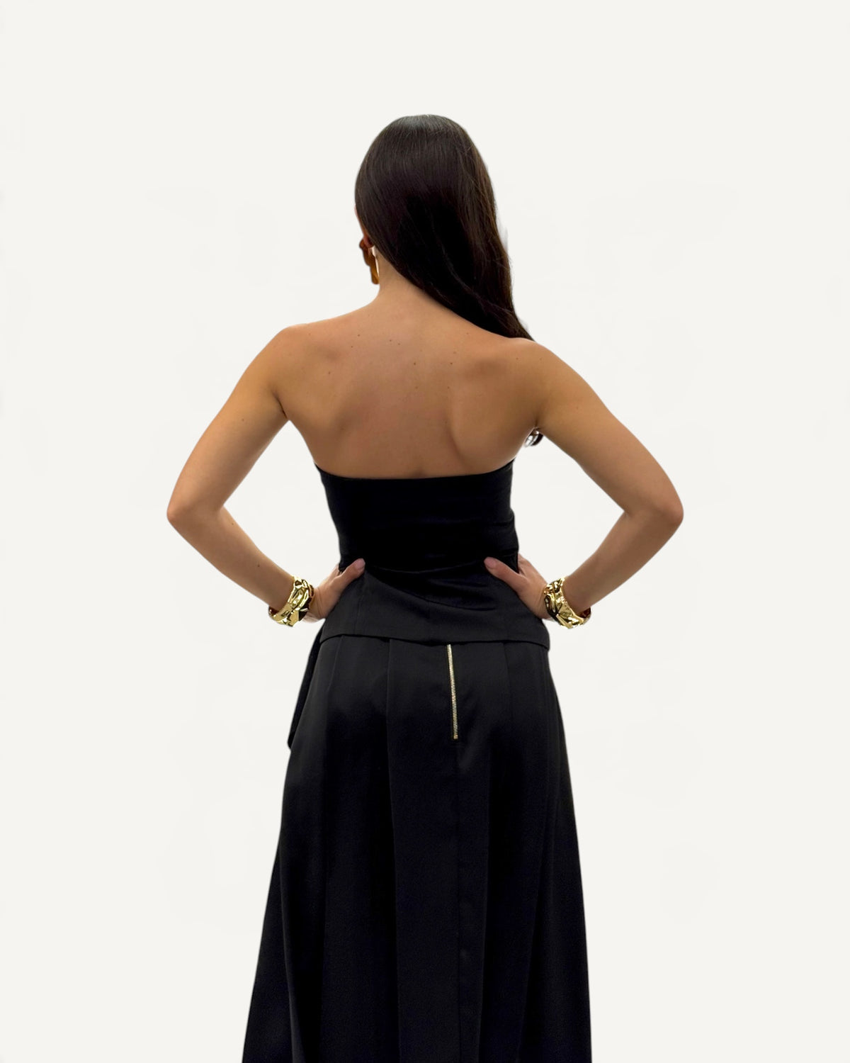 Koralline - Top Bustier in Raso Nero