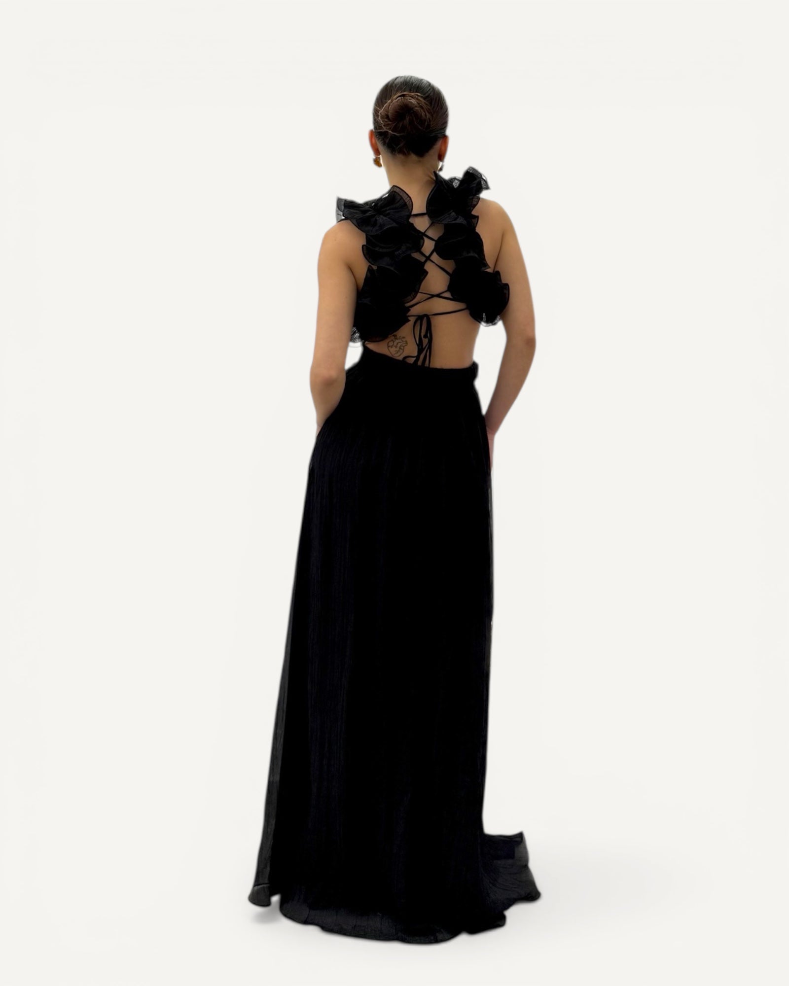 No Secrets - Abito Lungo Volant Sulle Spalle