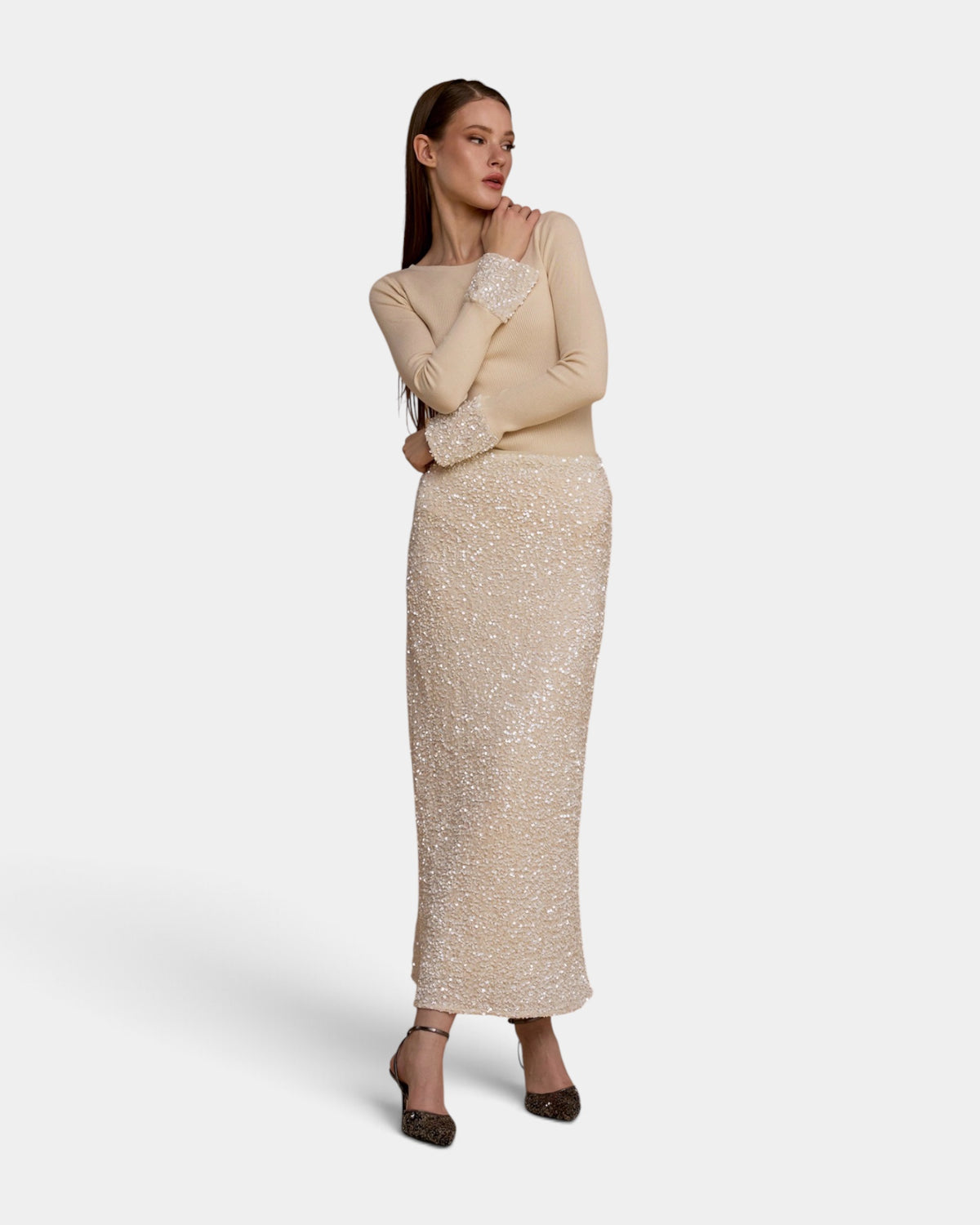 No Secrets - Maglia Manicotti Paillettes