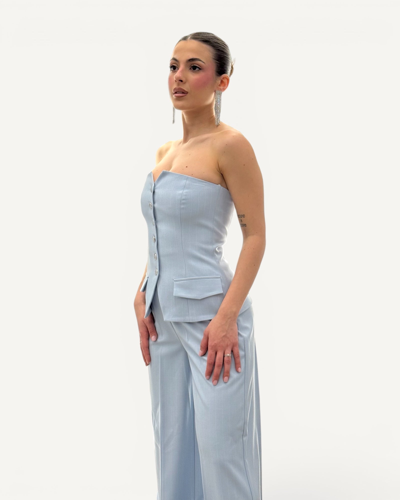 Silence Limited - Top Gessato Azzurro