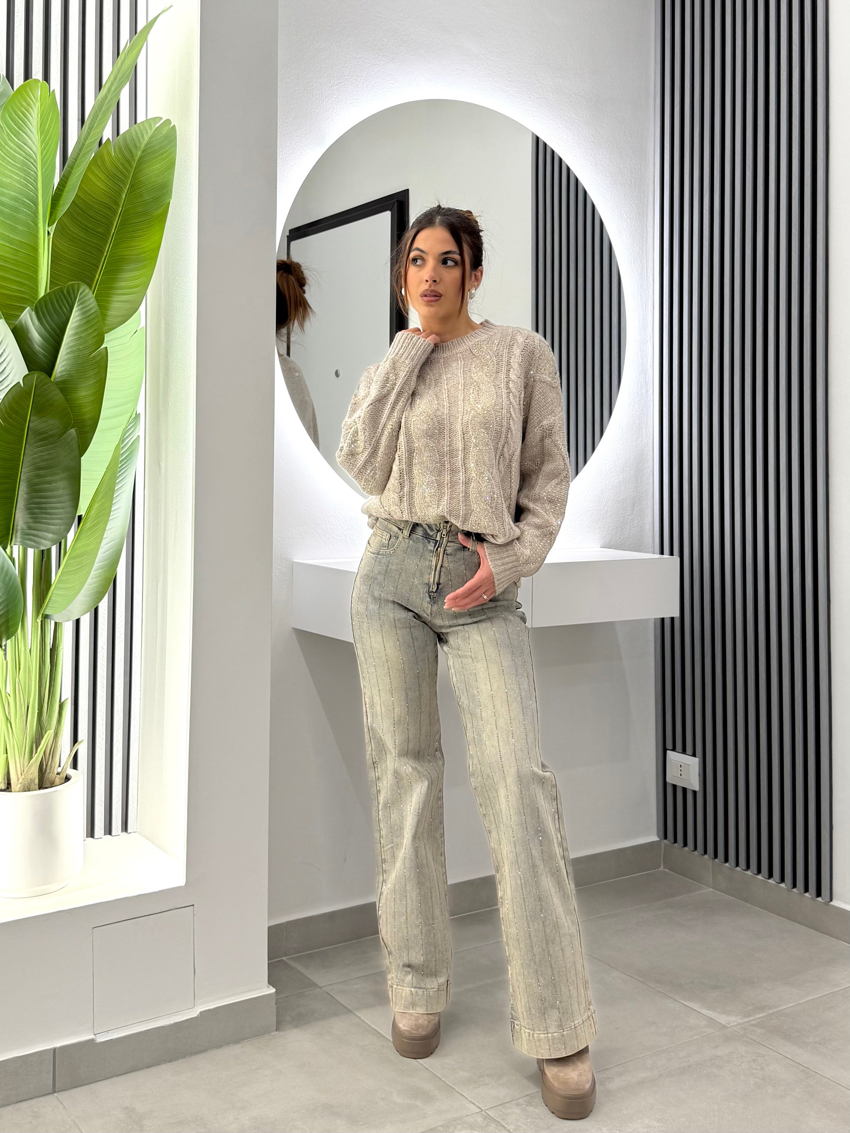 No Secrets - Jeans Righe Diamanti