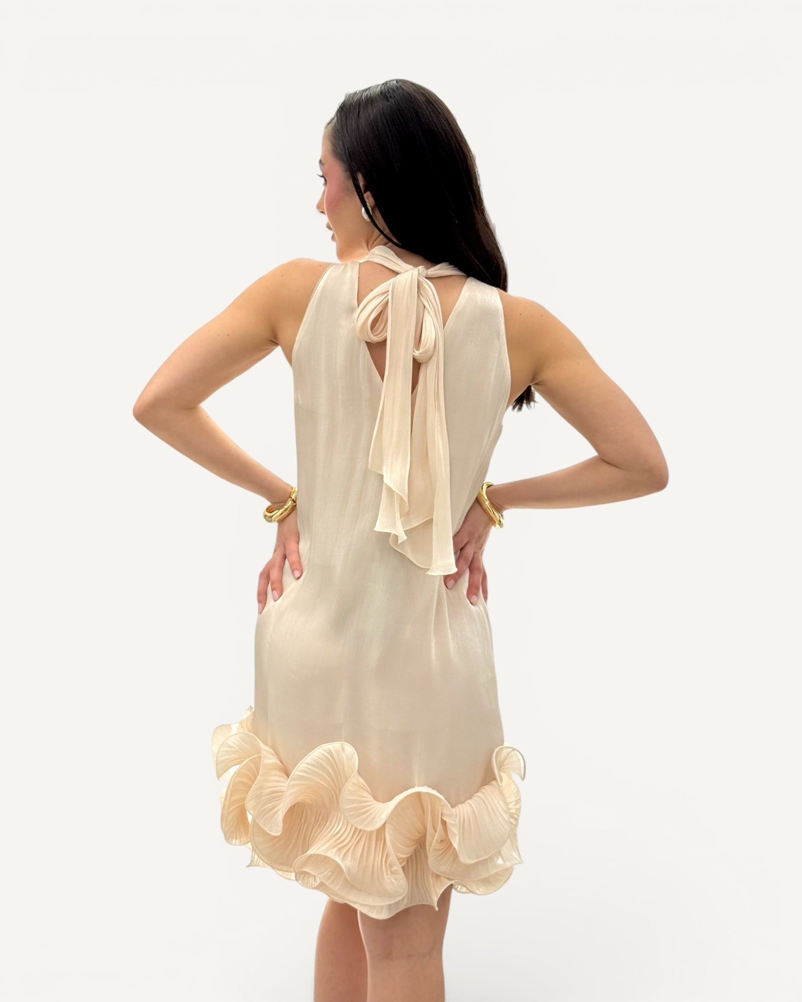 Hanita Couture – Abito Corto Rouches Vaniglia