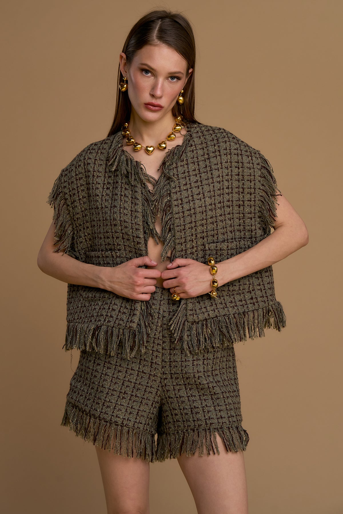 No Secrets - Maxi Gilet Bouclette e Frange