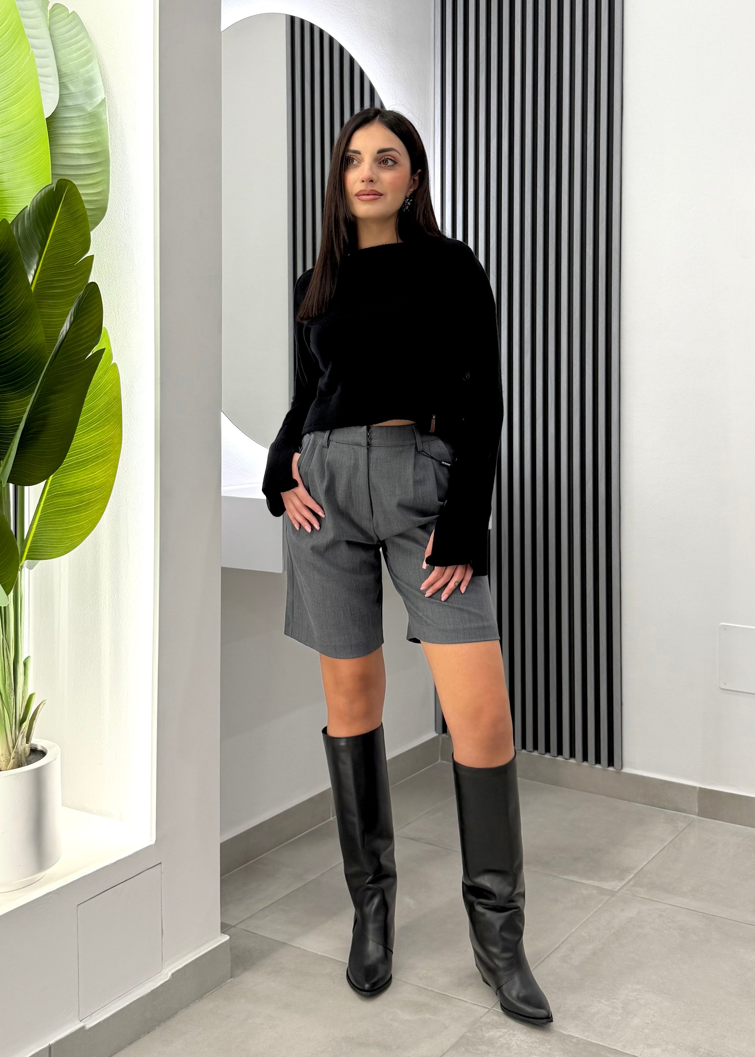 Club Crochet - Maglia Crop Nera