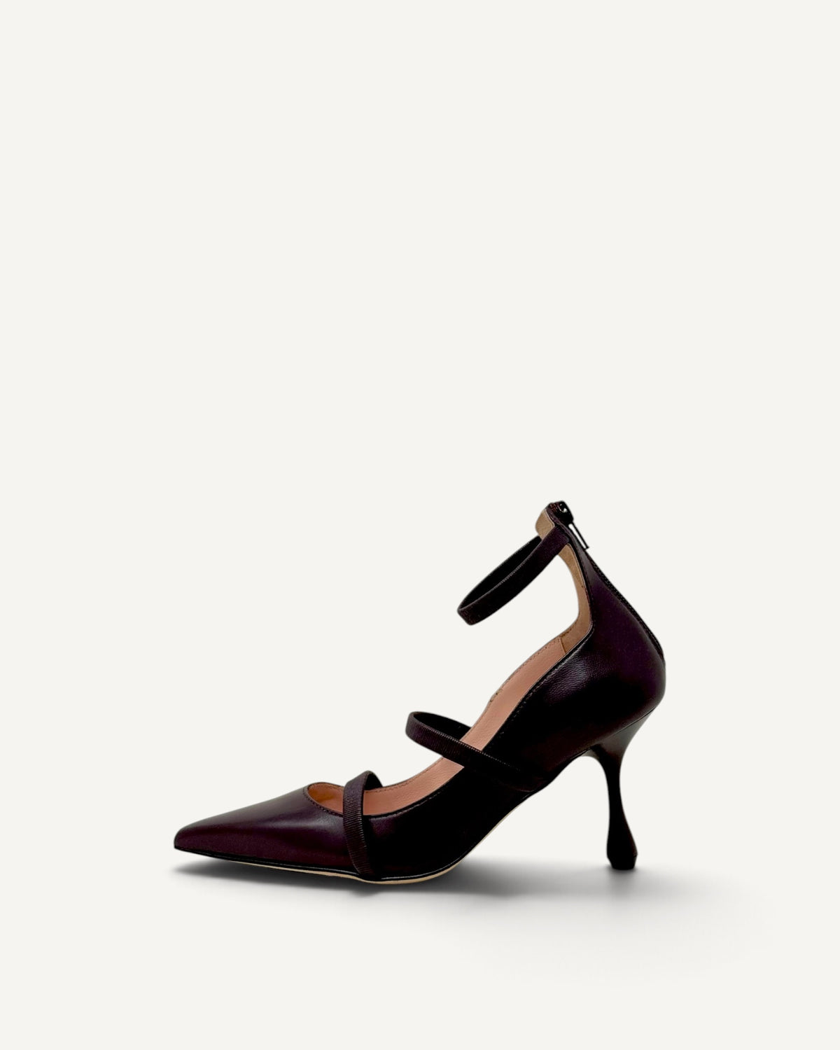 Anna F - Décolleté in Pelle Bordeaux con Cinturini