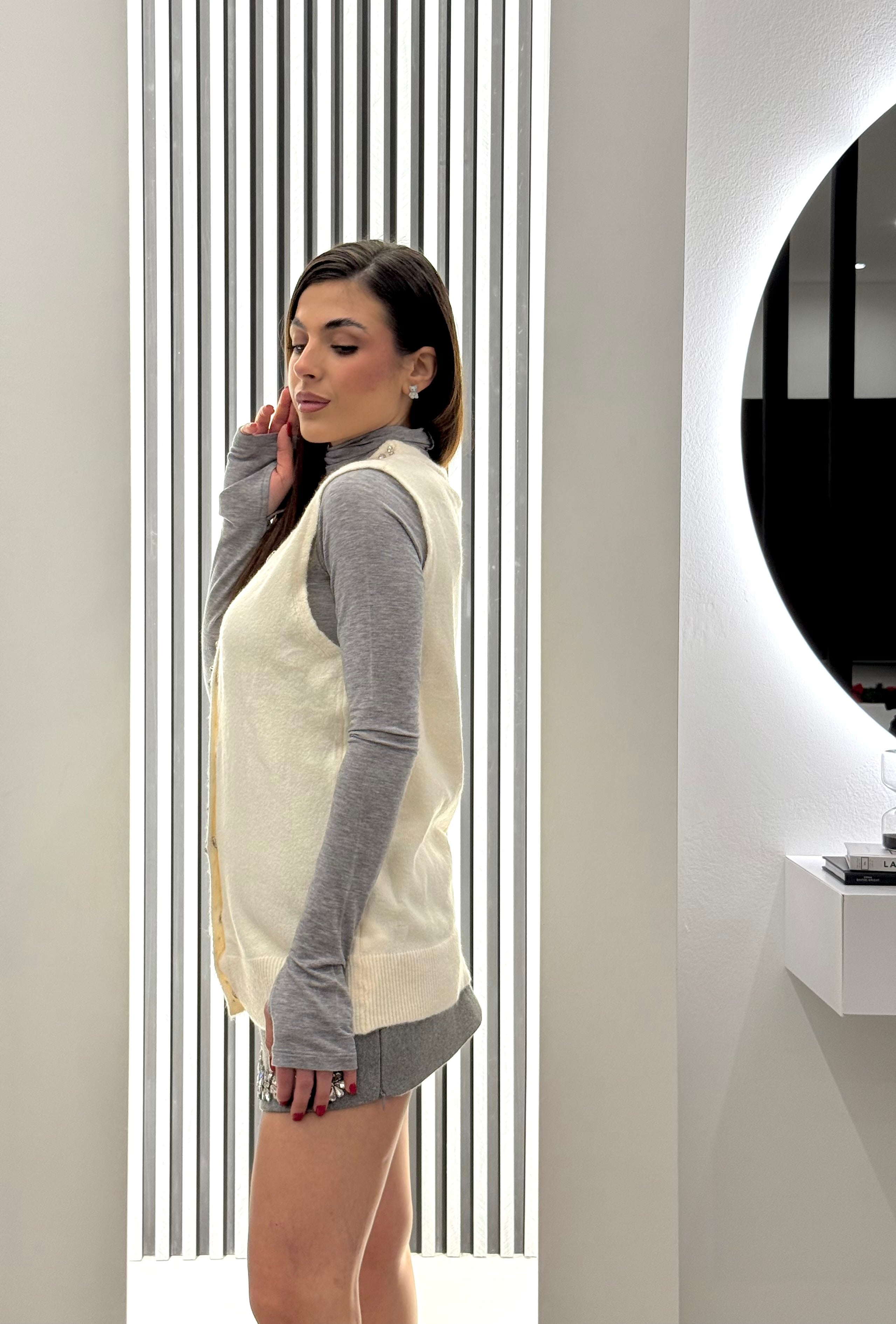 Koralline - Gilet Lungo con Strass