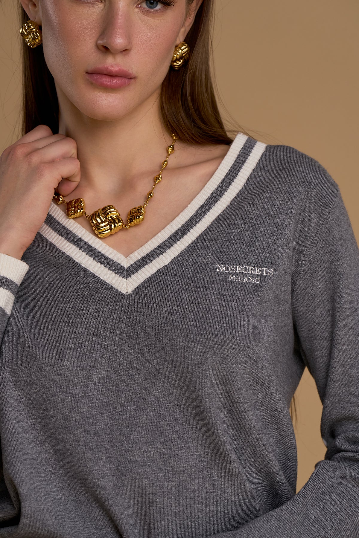 No Secrets - Maglia V Tennis Grigia