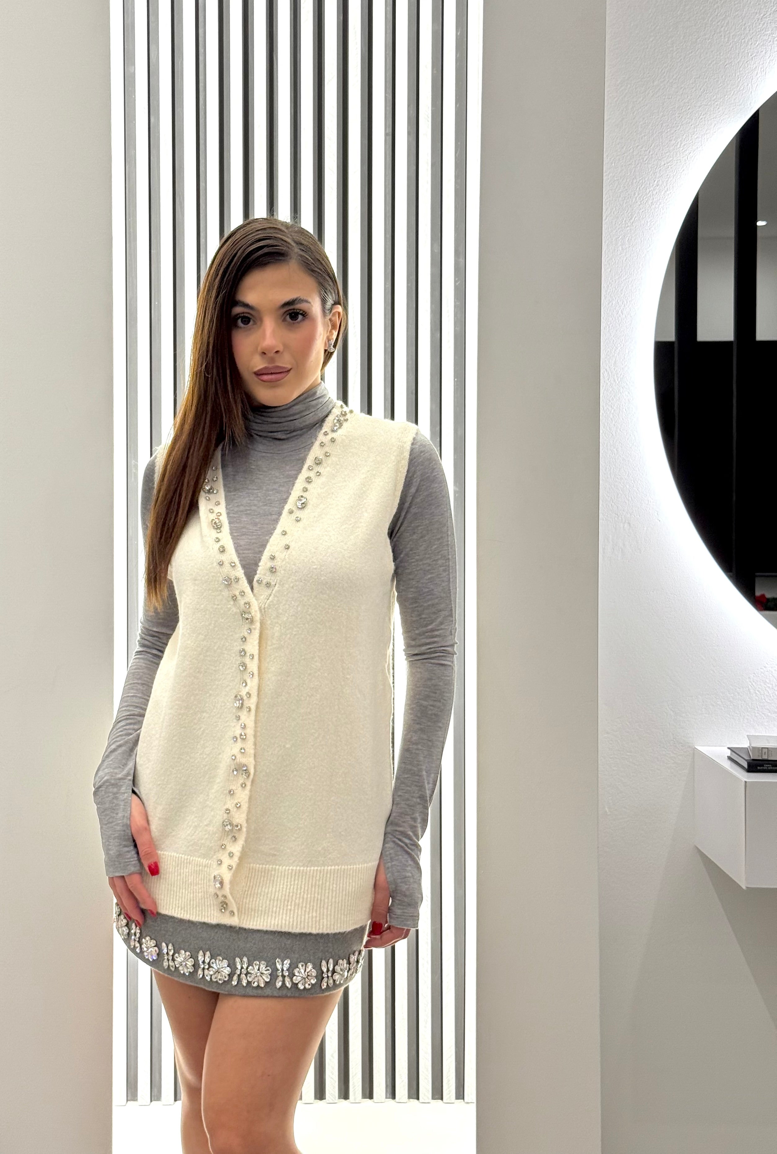 Koralline - Gilet Lungo con Strass