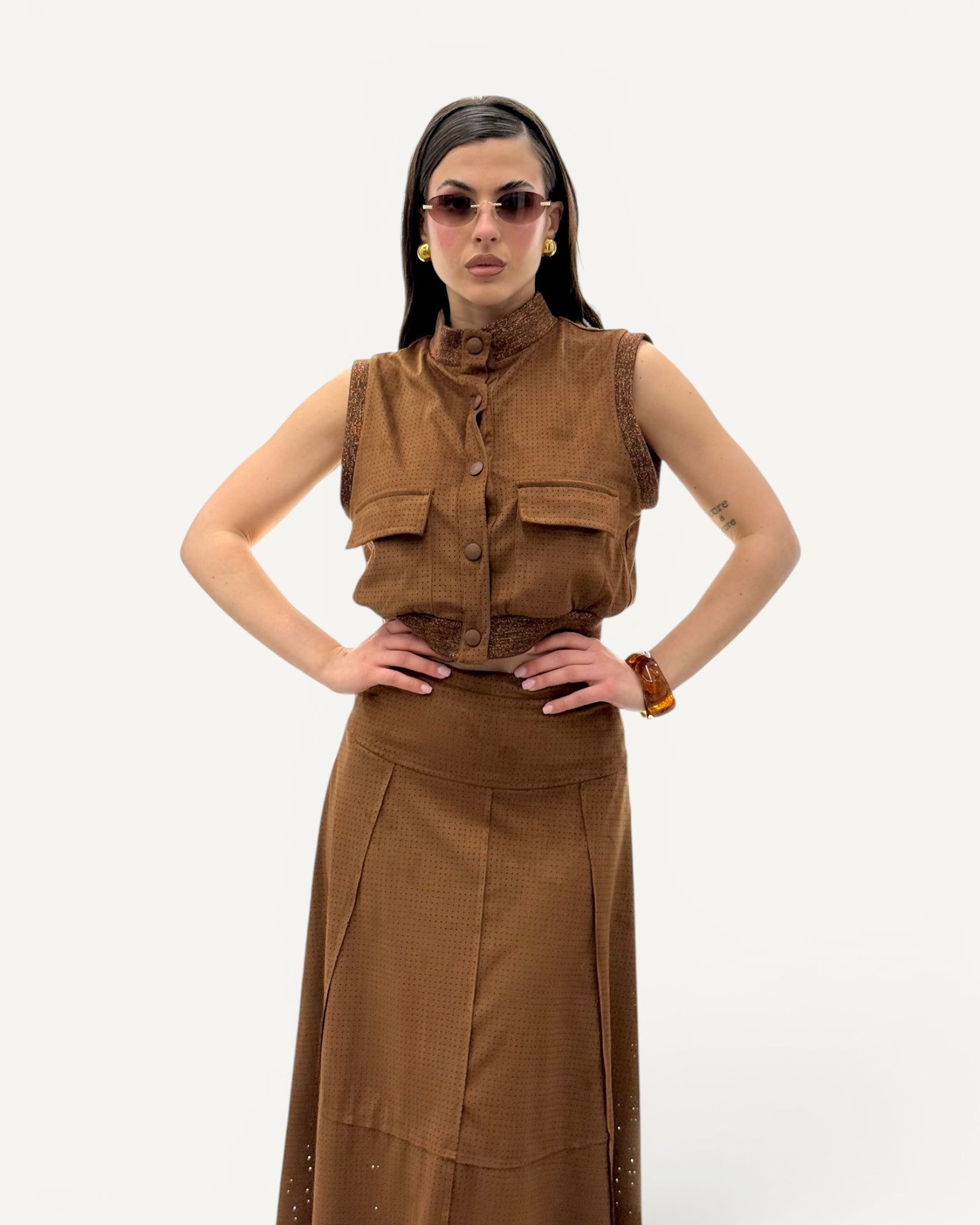KikiSix - Gilet Camoscio e Lurex