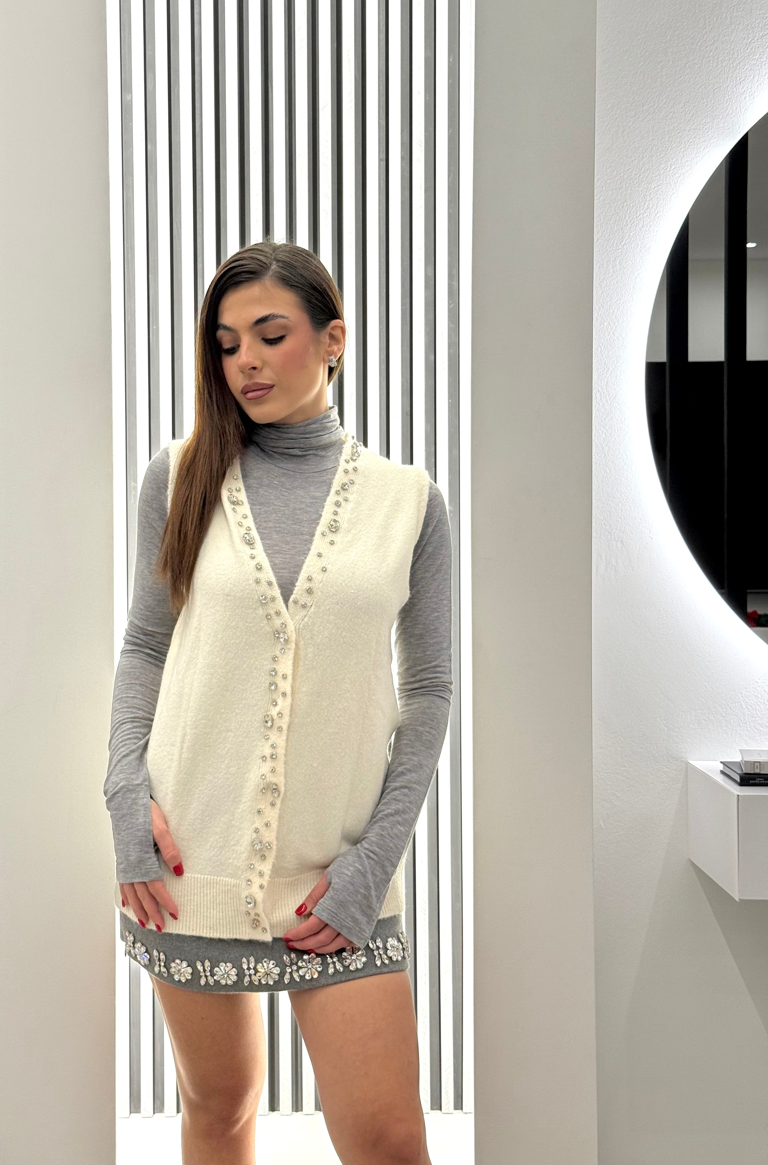 Koralline - Gilet Lungo con Strass