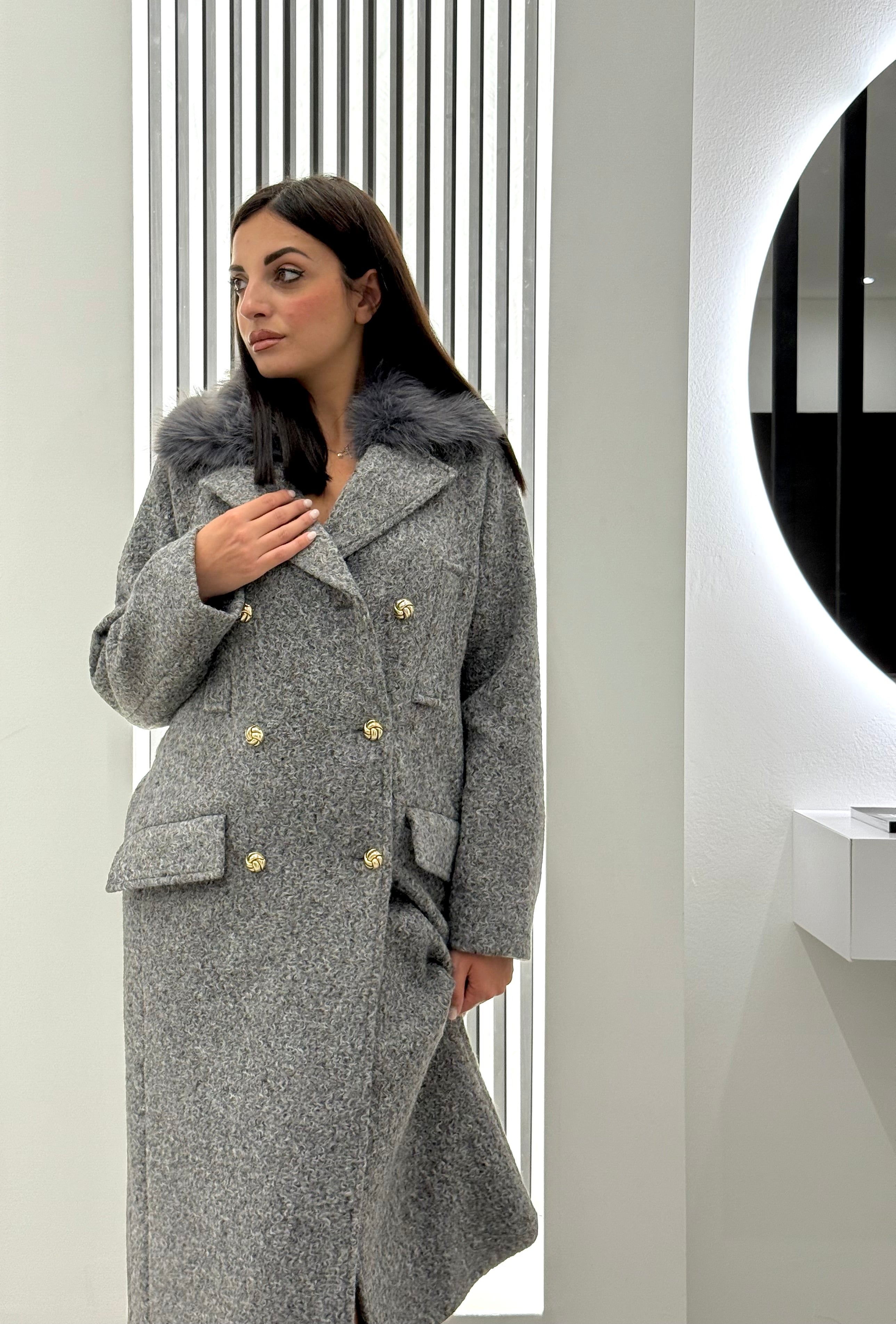 Koralline - Cappotto Collo Pelliccia