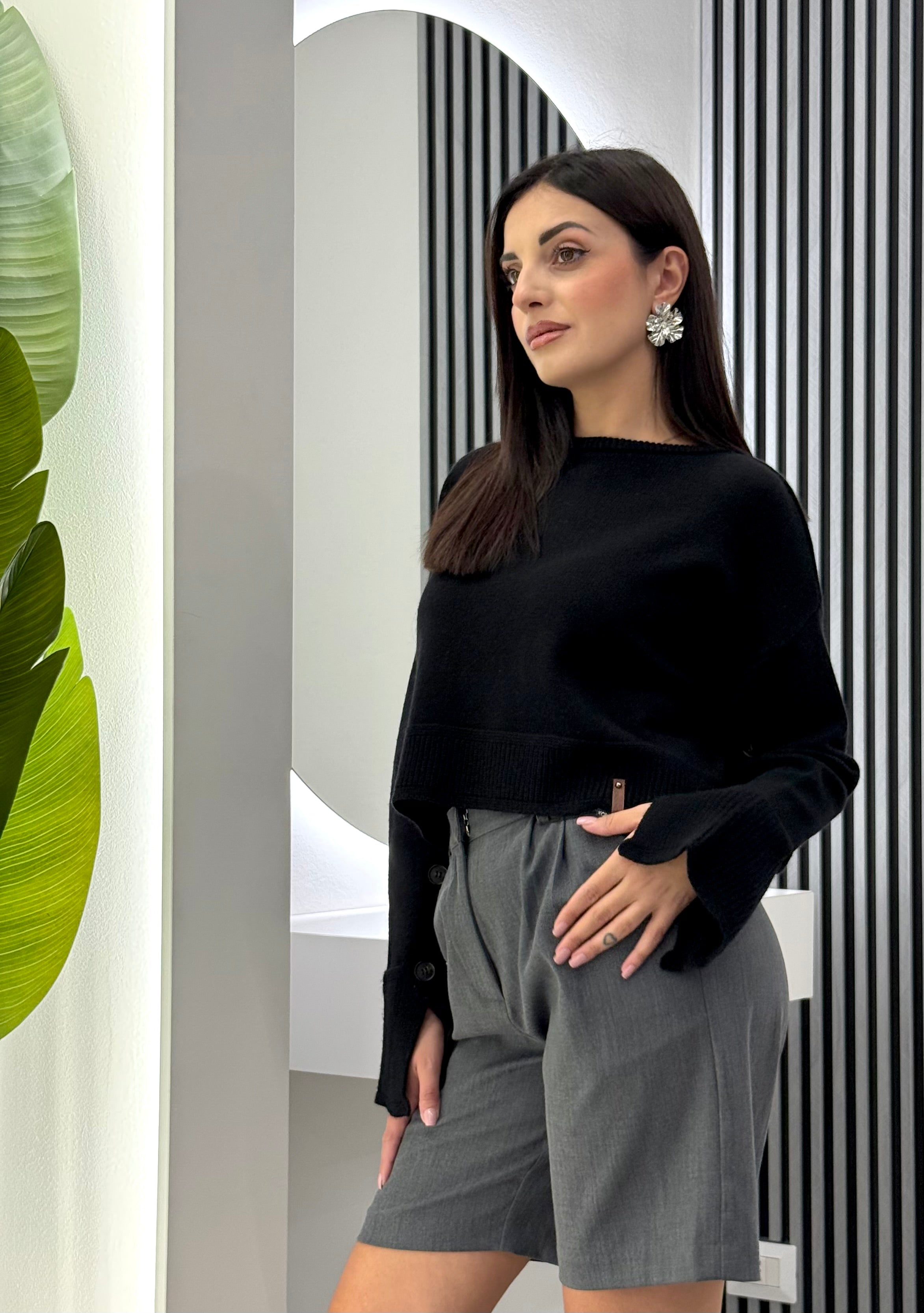 Club Crochet - Maglia Crop Nera