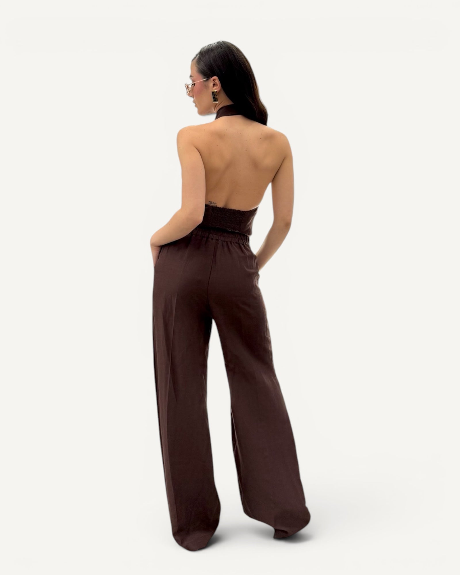 Hanita Couture – Pantalone Palazzo Ebano a Vita Alta