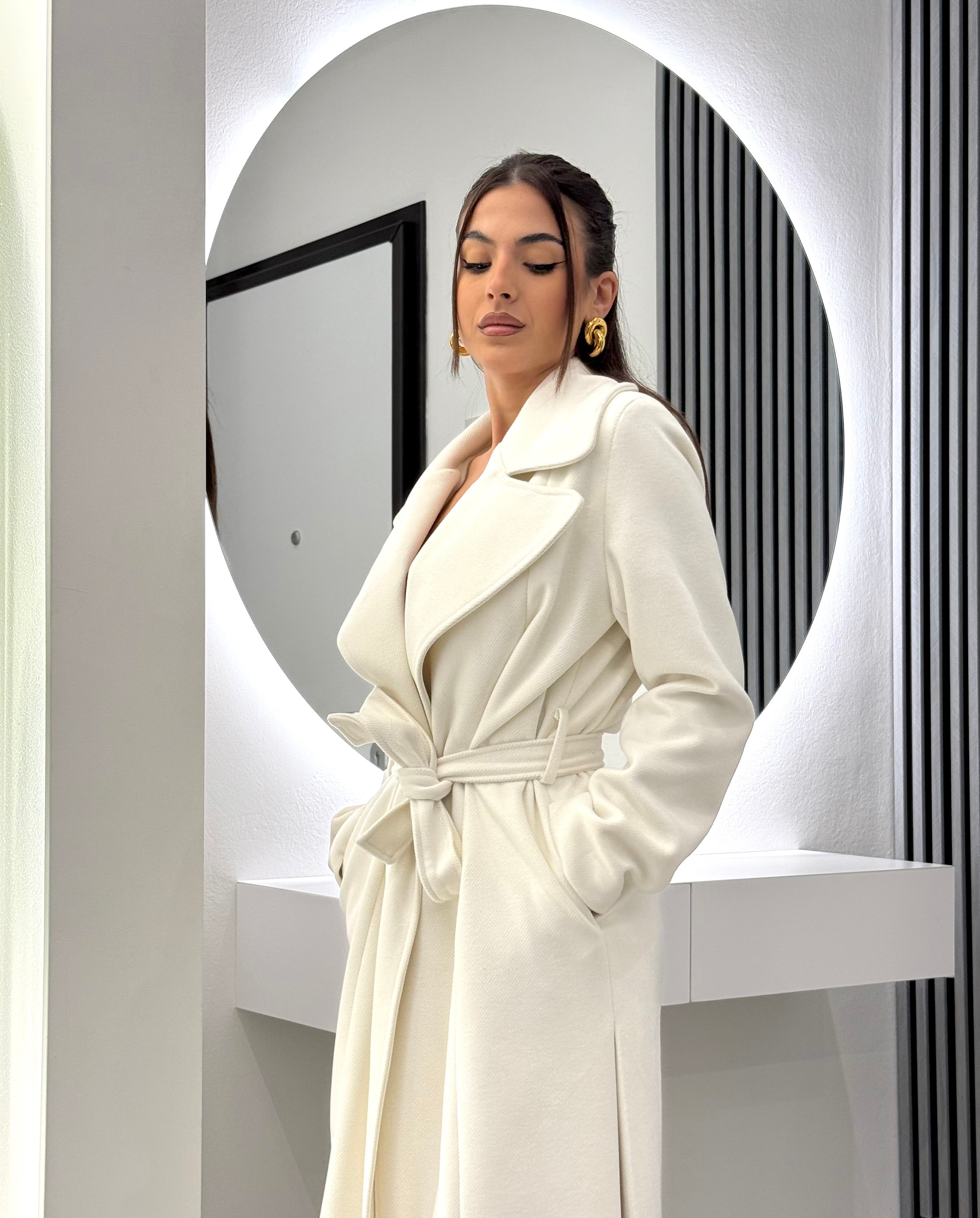 D'Elle Giulia Mastini - Cappotto Con Cintura Panna