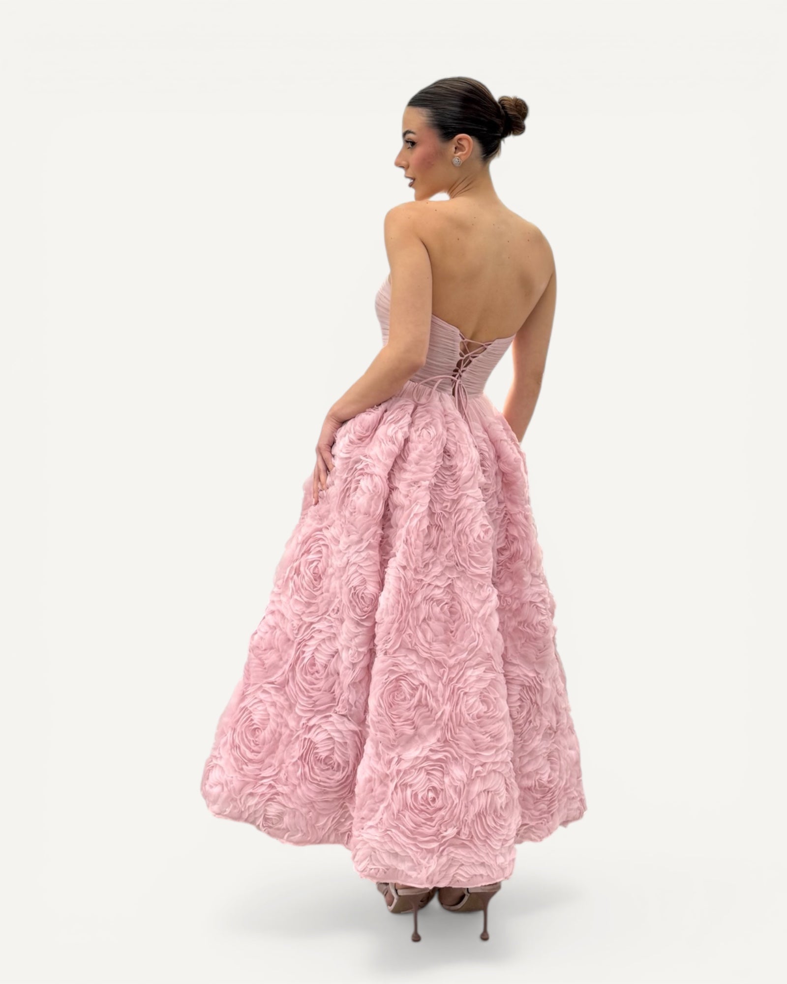 No Secrets - Abito Midi con Rose e Tulle