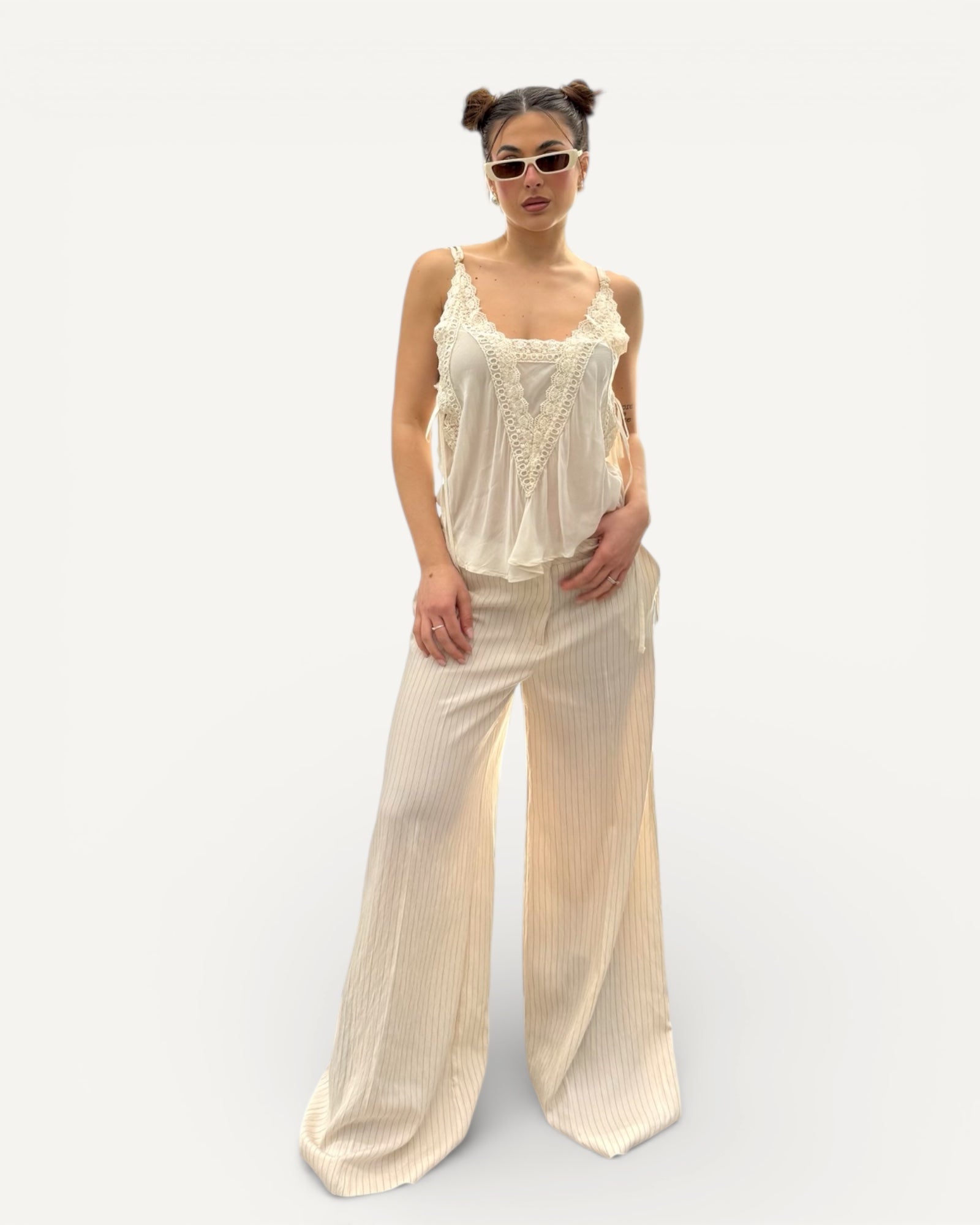 Kontatto - Pantalone Vita Bassa Gessato